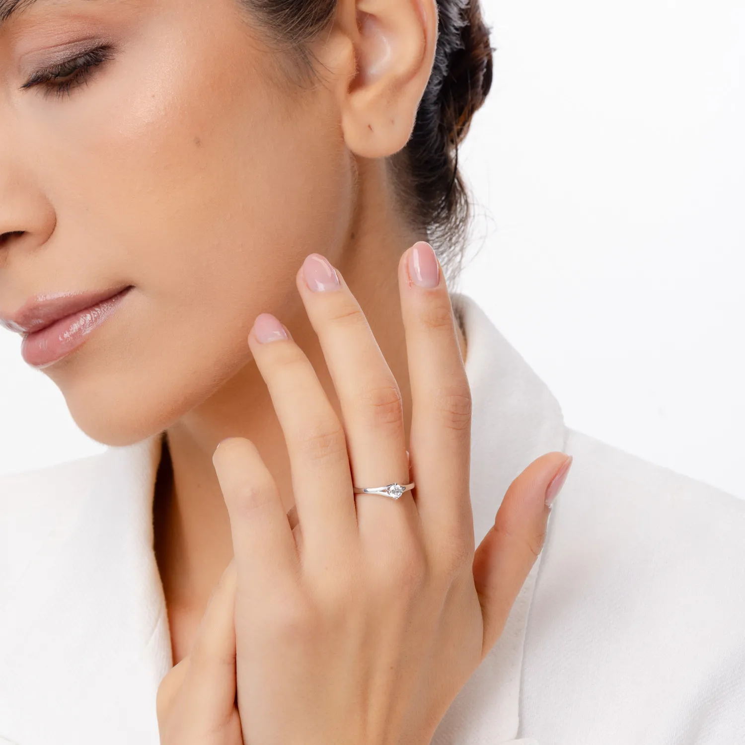 Eljegyzési gyűrű 18K-os fehér aranyból egy 0,25ct solitaire gyémánttal