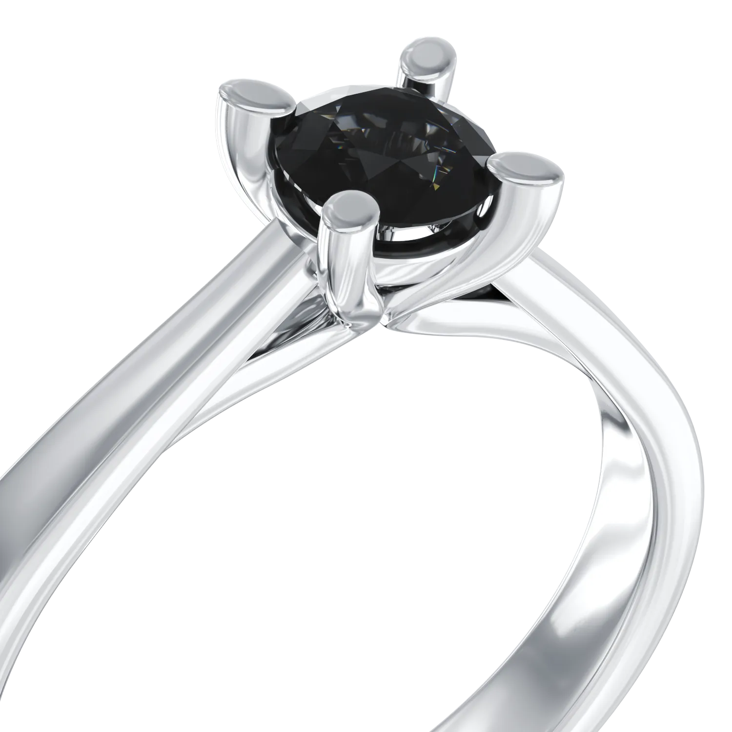 18K white gold engagement ring with 0.4ct black diamond