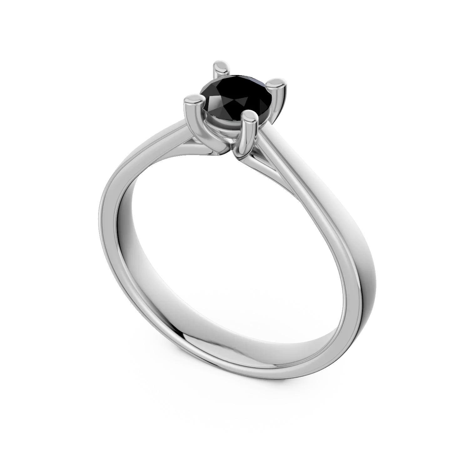 Inel de logodna din aur alb de 18K cu diamant negru de 0.4ct