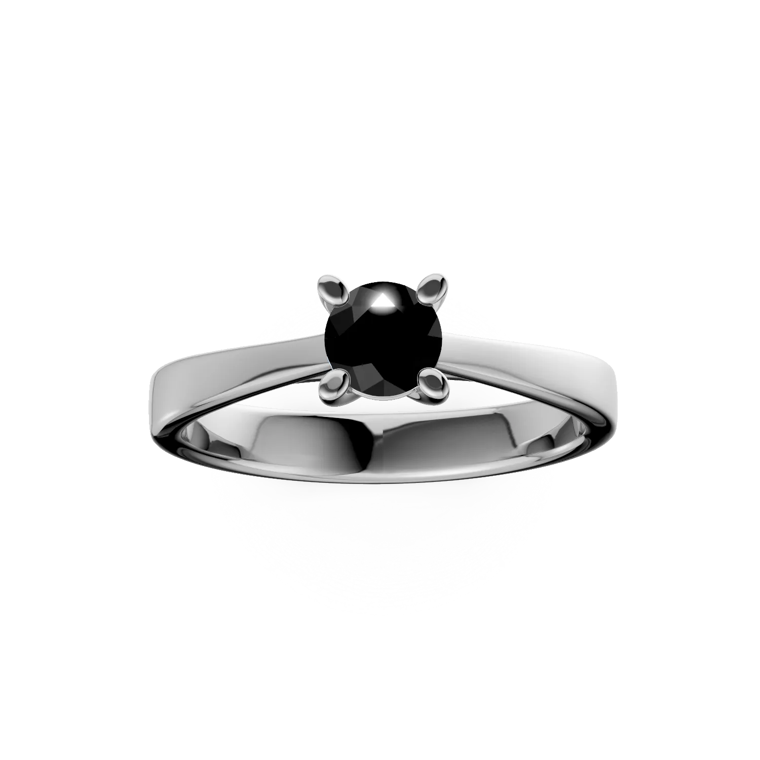 Inel de logodna din aur alb de 18K cu diamant negru de 0.4ct