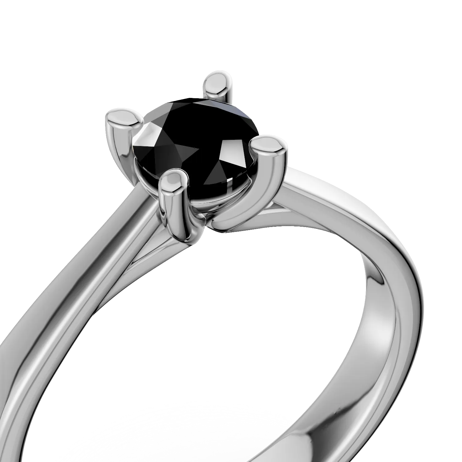 Inel de logodna din aur alb de 18K cu diamant negru de 0.4ct