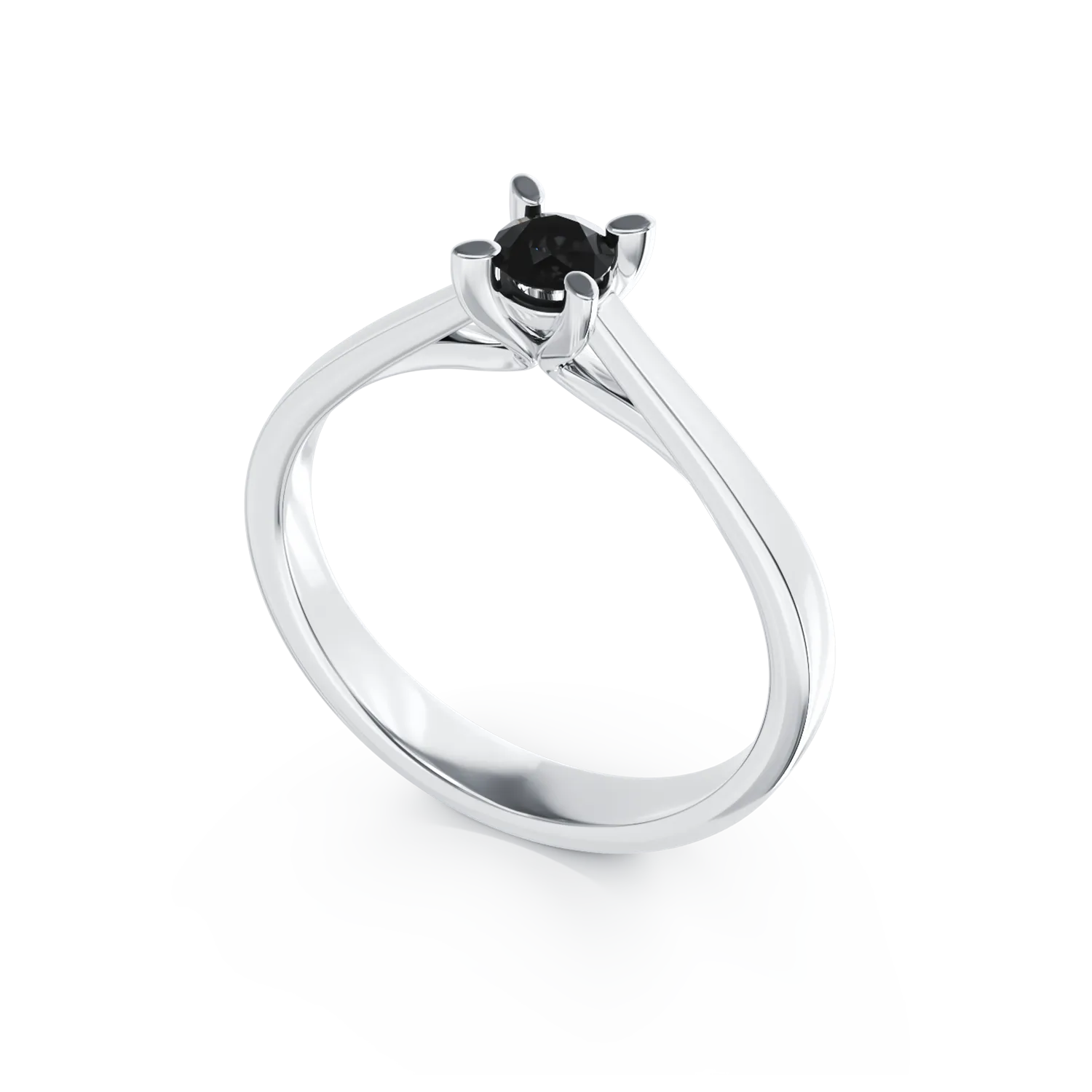 Годежен пръстен от бяло злато 18K с черен диамант 0.2ct