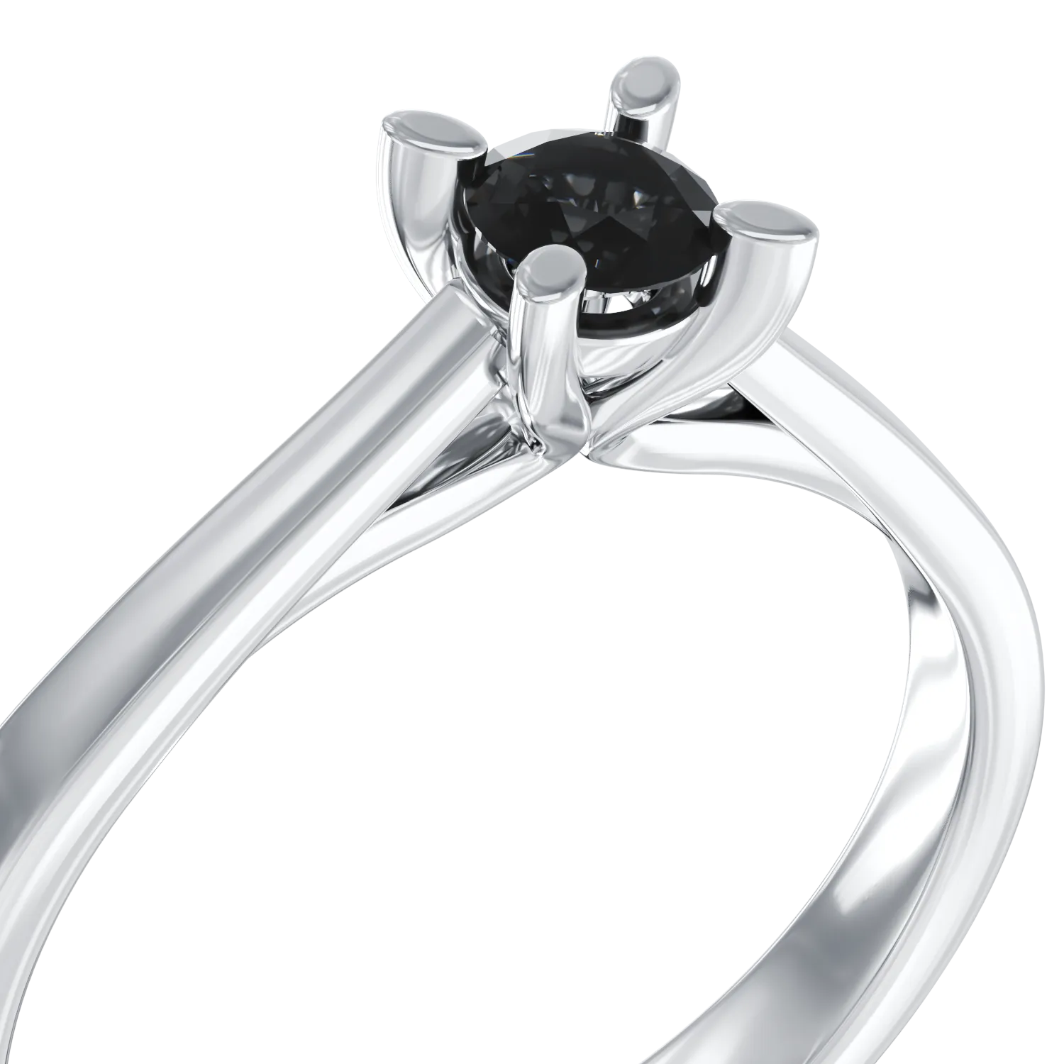 18K white gold engagement ring with 0.2ct black diamond