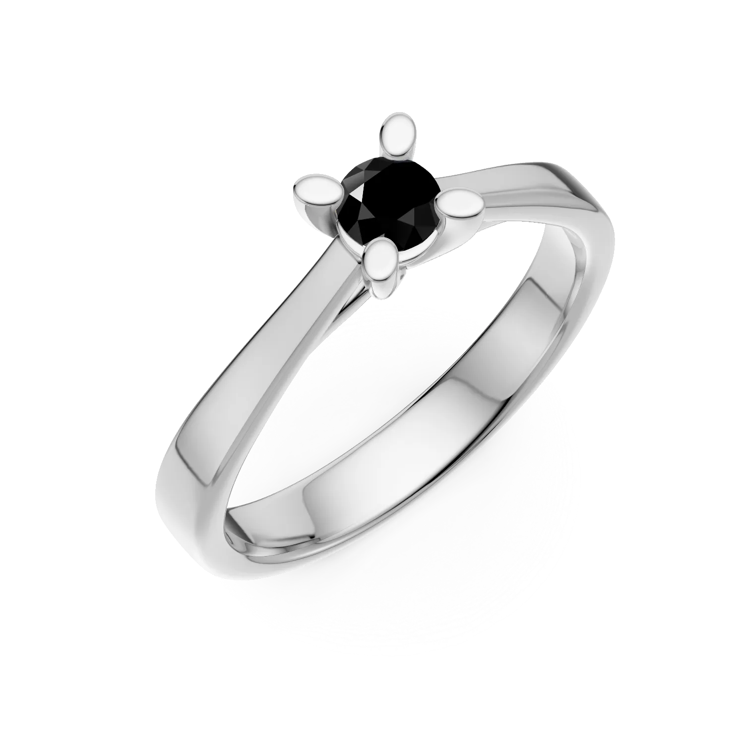 Inel de logodna din aur alb de 18K cu diamant negru de 0.2ct-101470