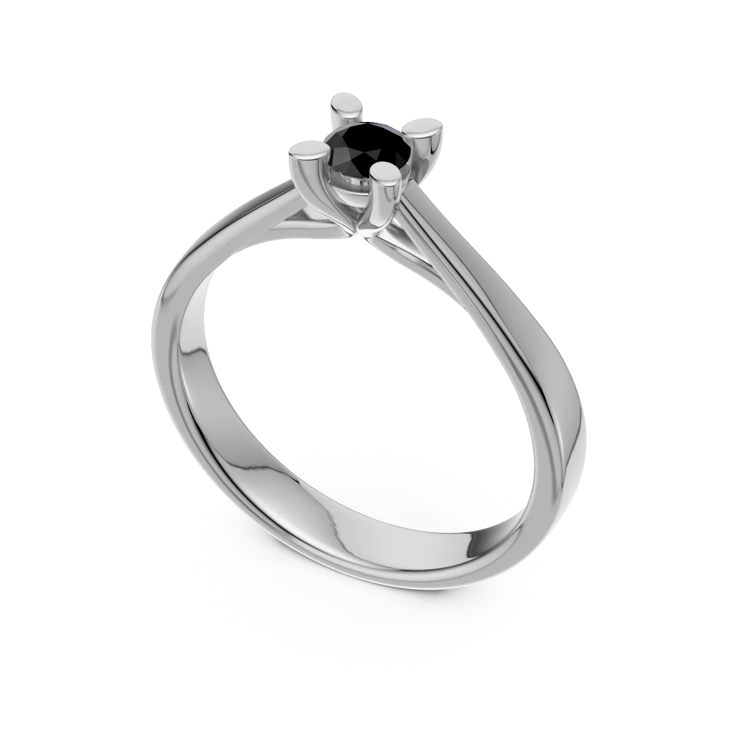 Годежен пръстен от бяло злато 18K с черен диамант 0.2ct