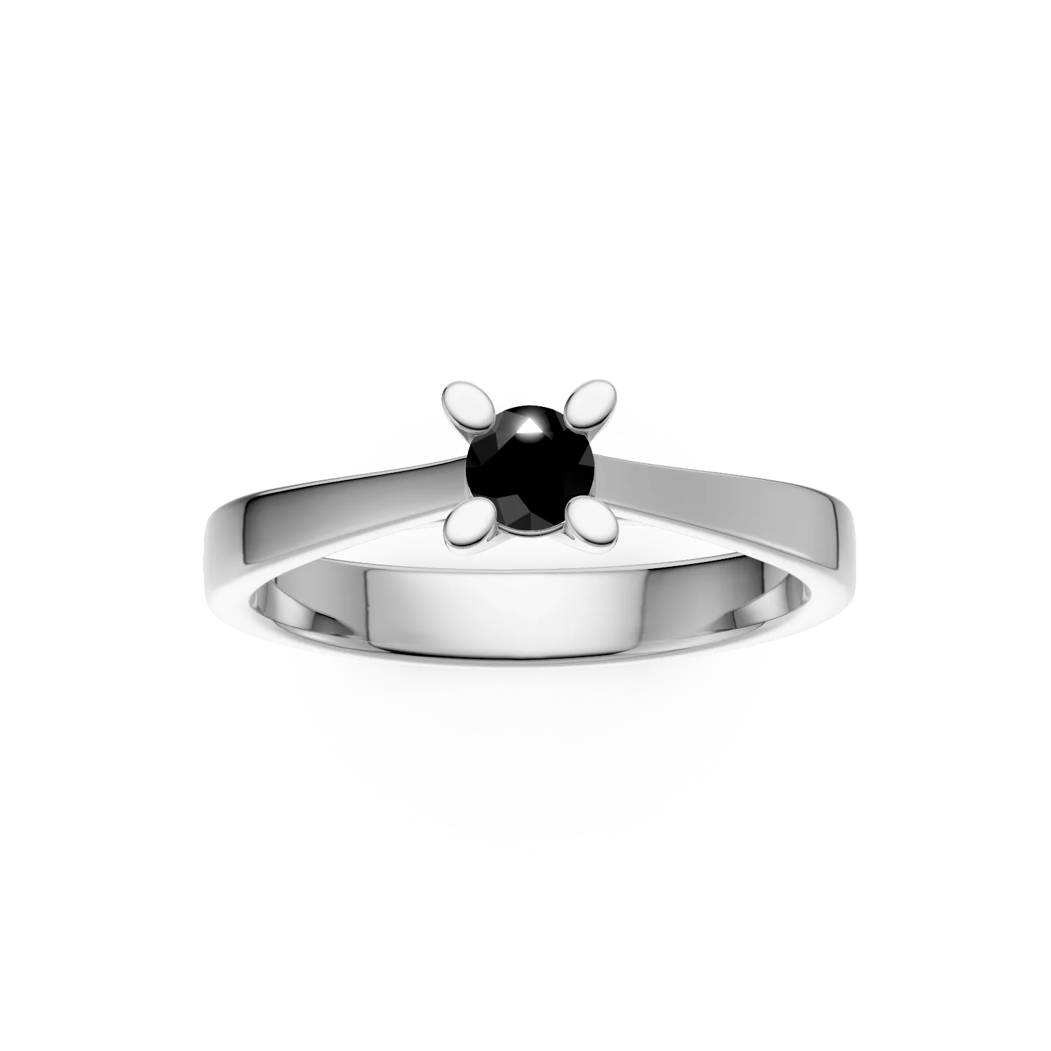 Годежен пръстен от бяло злато 18K с черен диамант 0.2ct