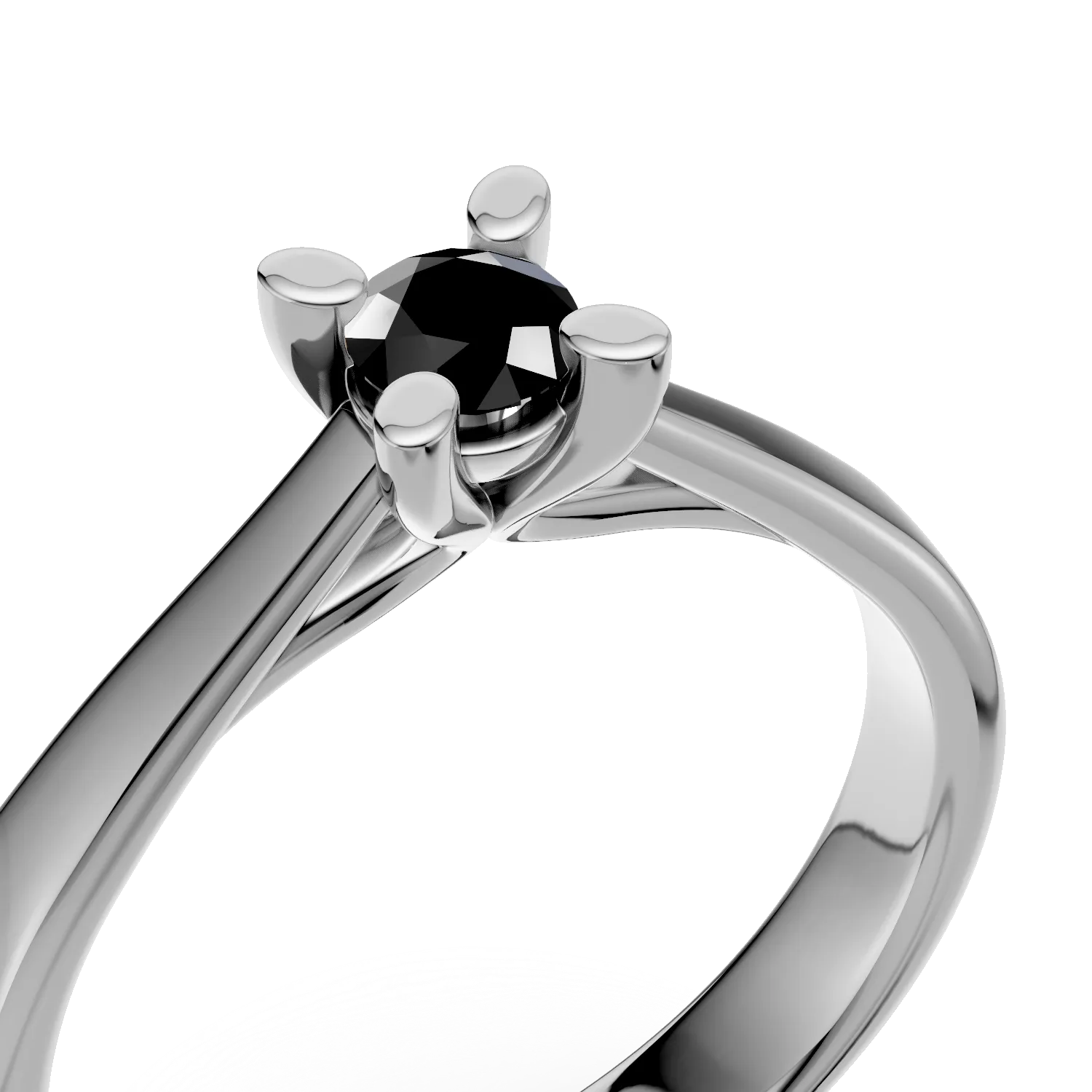 Годежен пръстен от бяло злато 18K с черен диамант 0.2ct