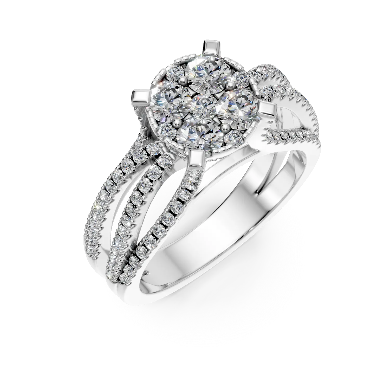 Годежен пръстен от бяло злато 18K с диаманти 1.32ct