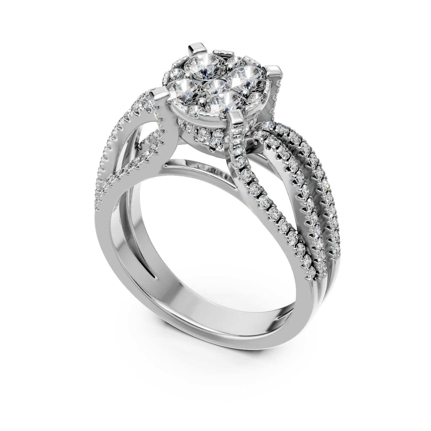 Годежен пръстен от бяло злато 18K с диаманти 1.32ct