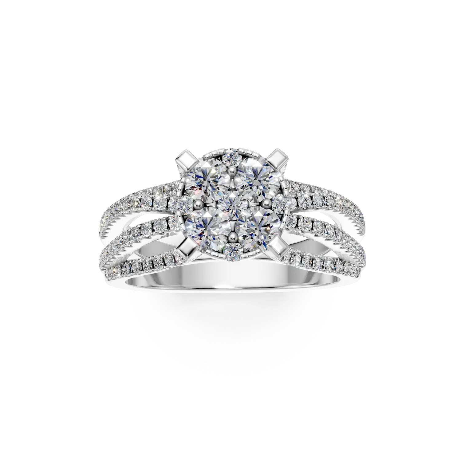Годежен пръстен от бяло злато 18K с диаманти 1.32ct