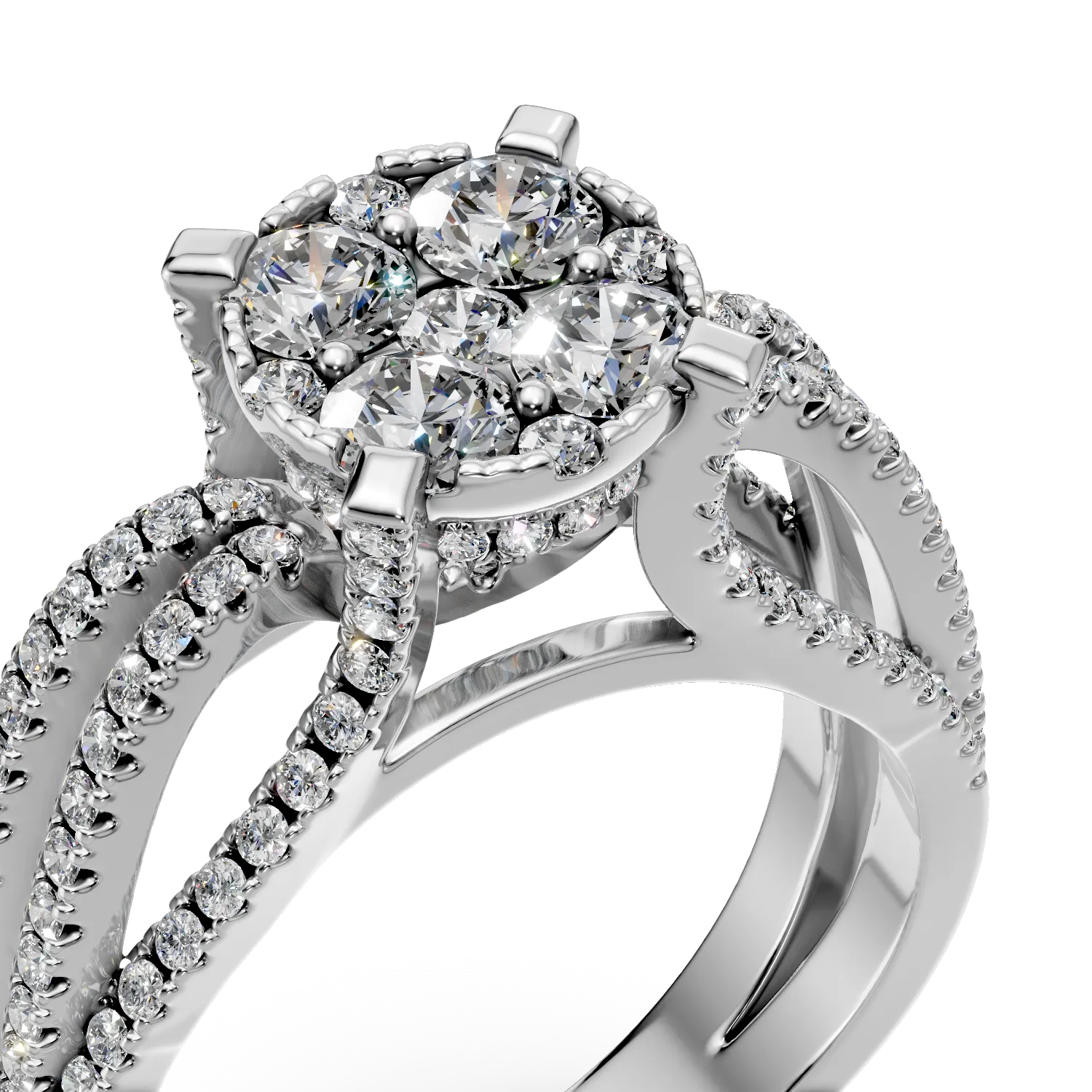 Годежен пръстен от бяло злато 18K с диаманти 1.32ct