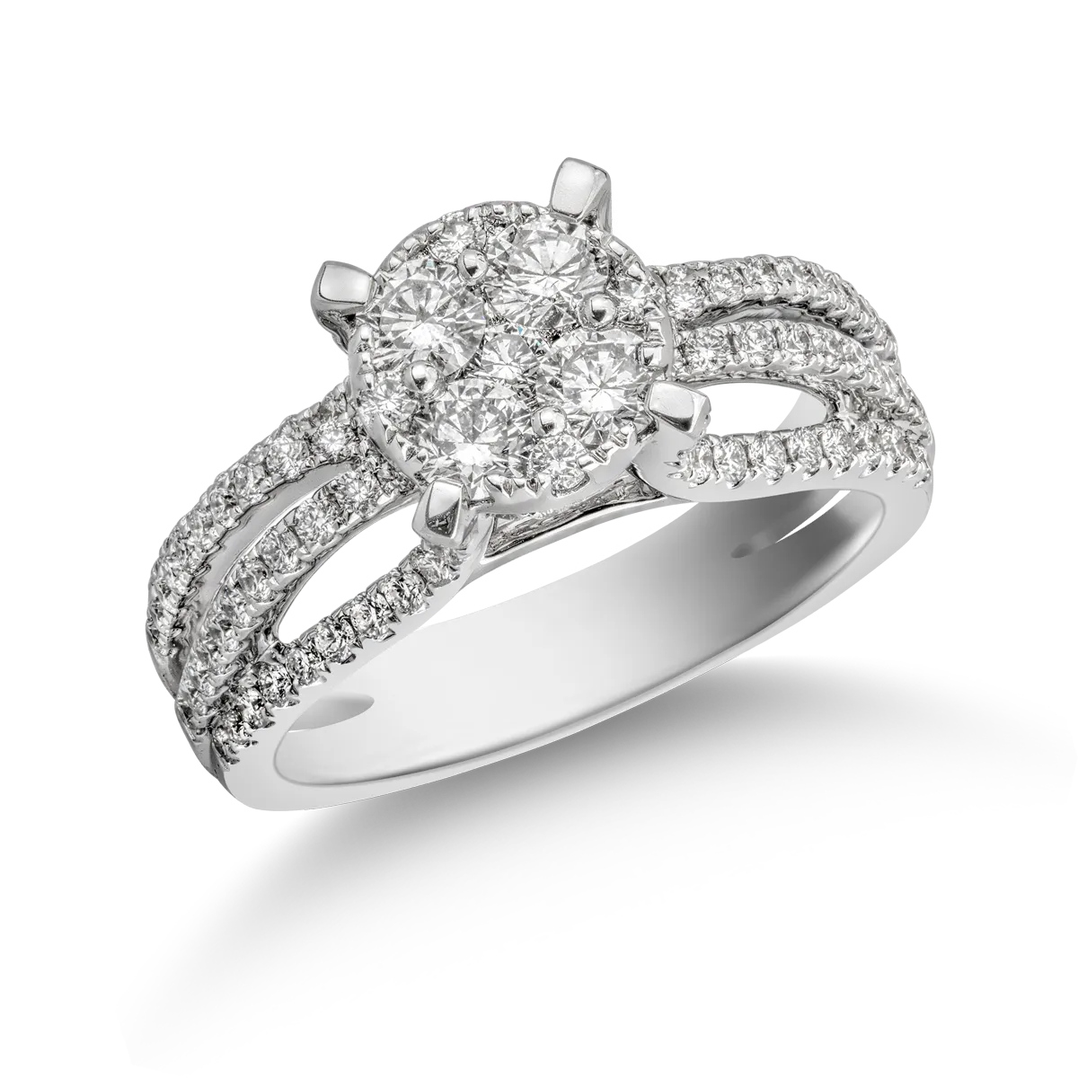 Eljegyzési gyűrű 18K-os fehér aranyból 0,52ct gyémánttal és 0,04ct gyémánttal