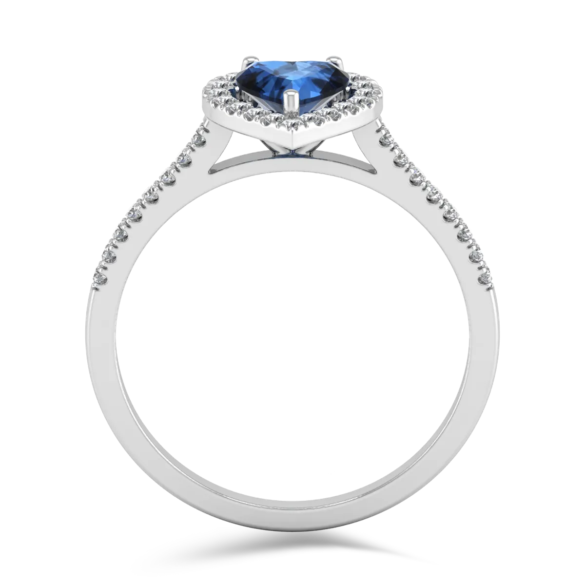 Годежен пръстен от 18K бяло злато с 0.76ct сапфир и 0.26ct диаманти