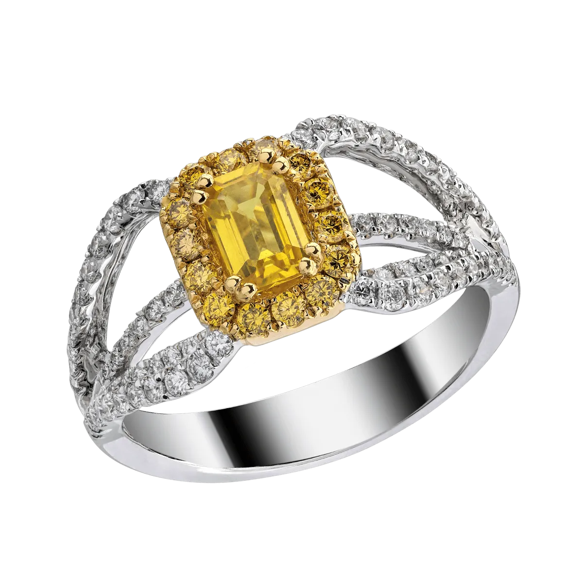 Teilor Inel de logodna din aur alb cu pietre pretioase de 1.4ct