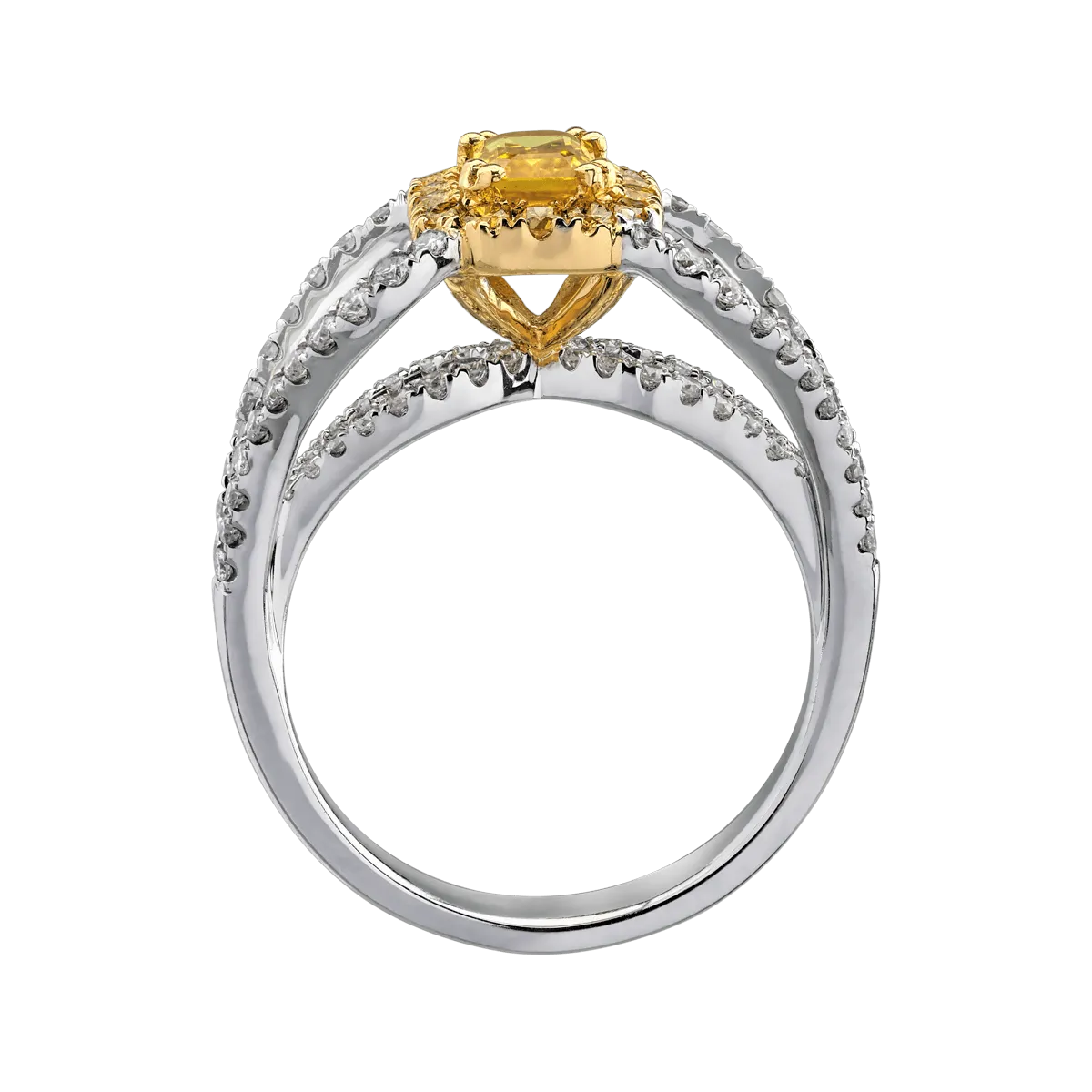 Inel de logodna din aur alb cu pietre pretioase de 1.4ct