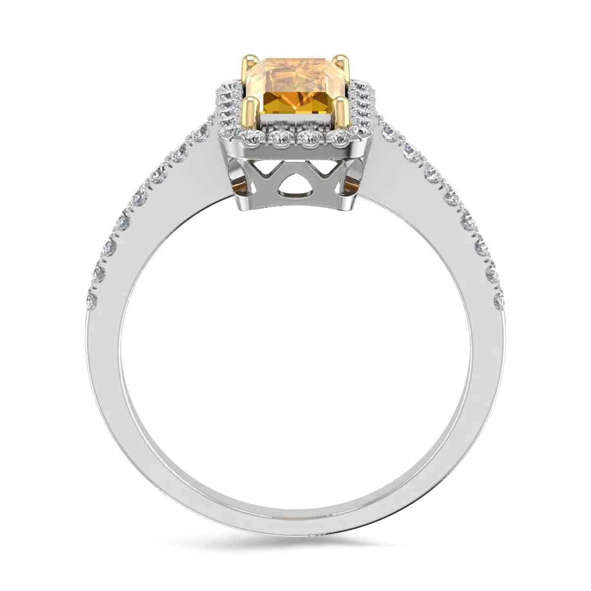 18K white gold engagement ring with 0.72ct yellow sapphire and 0.28ct diamonds