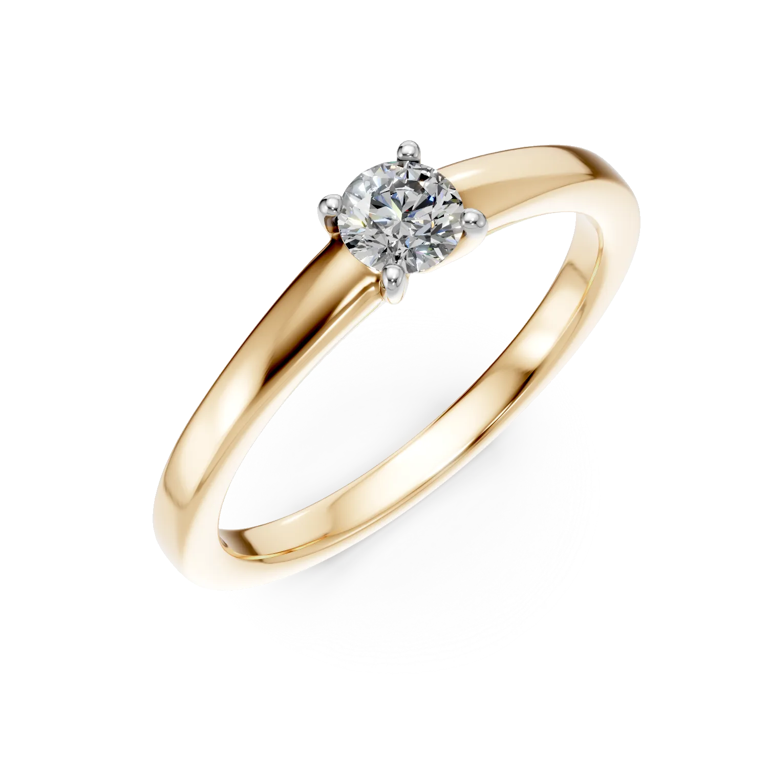 18K yellow gold engagement ring with a 0.25ct solitaire diamond