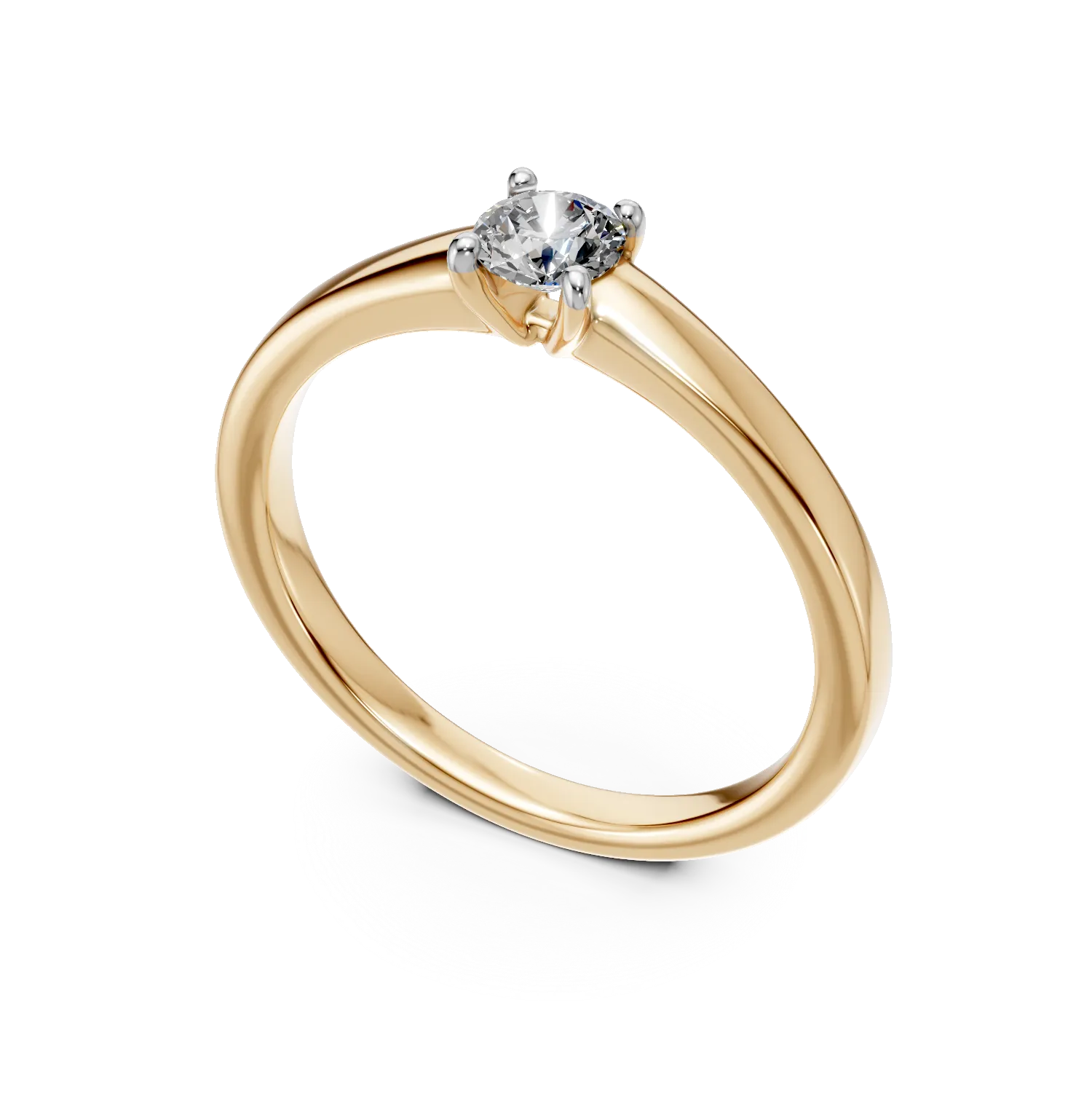 Inel de logodna din aur galben de 18K cu un diamant solitaire de 0.25ct