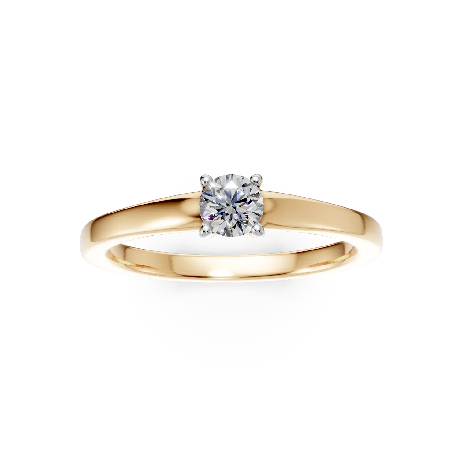 Inel de logodna din aur galben de 18K cu un diamant solitaire de 0.25ct