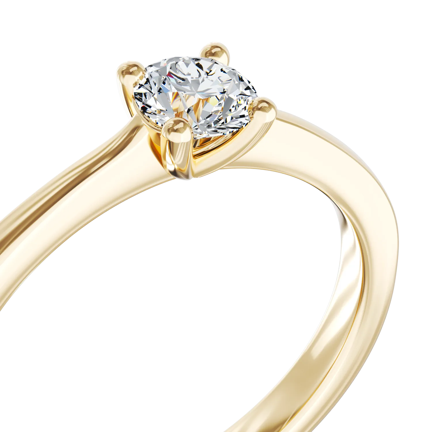 18K yellow gold engagement ring with 0.3ct diamond