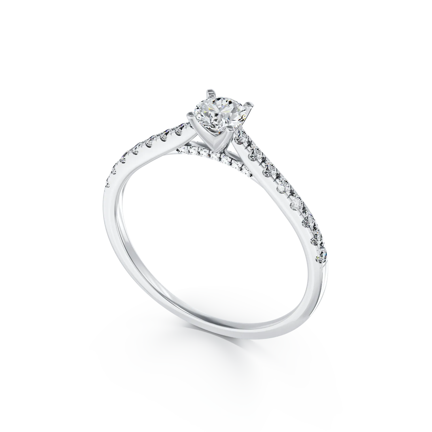 Годежен пръстен от 18K бяло злато с 0.39ct диамант и 0.26ct диаманти