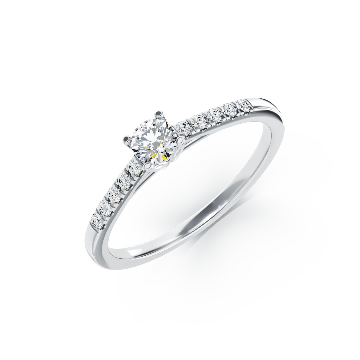 Годежен пръстен от 18K бяло злато с 0.4ct диамант и 0.14ct диаманти