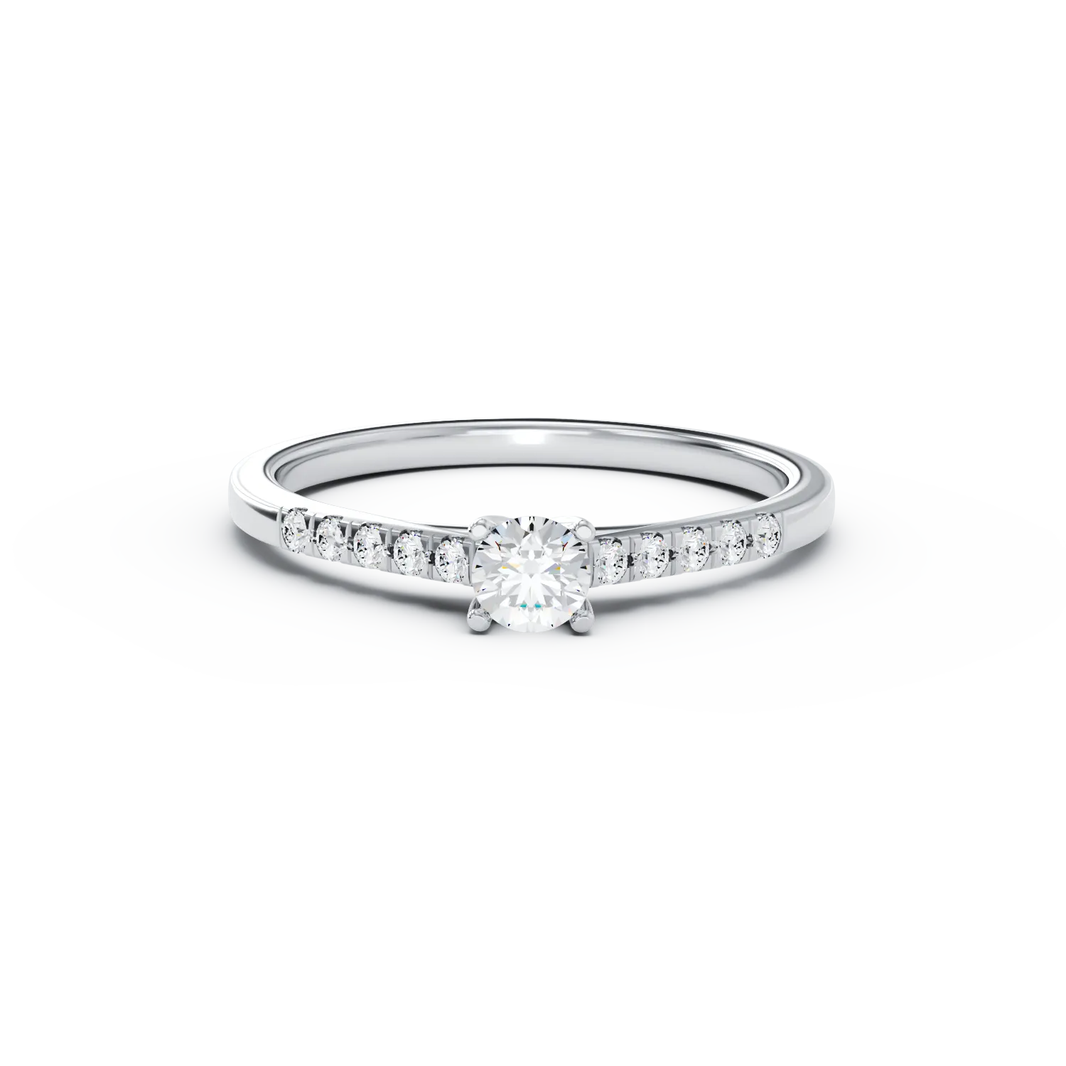 Годежен пръстен от 18K бяло злато с 0.4ct диамант и 0.14ct диаманти