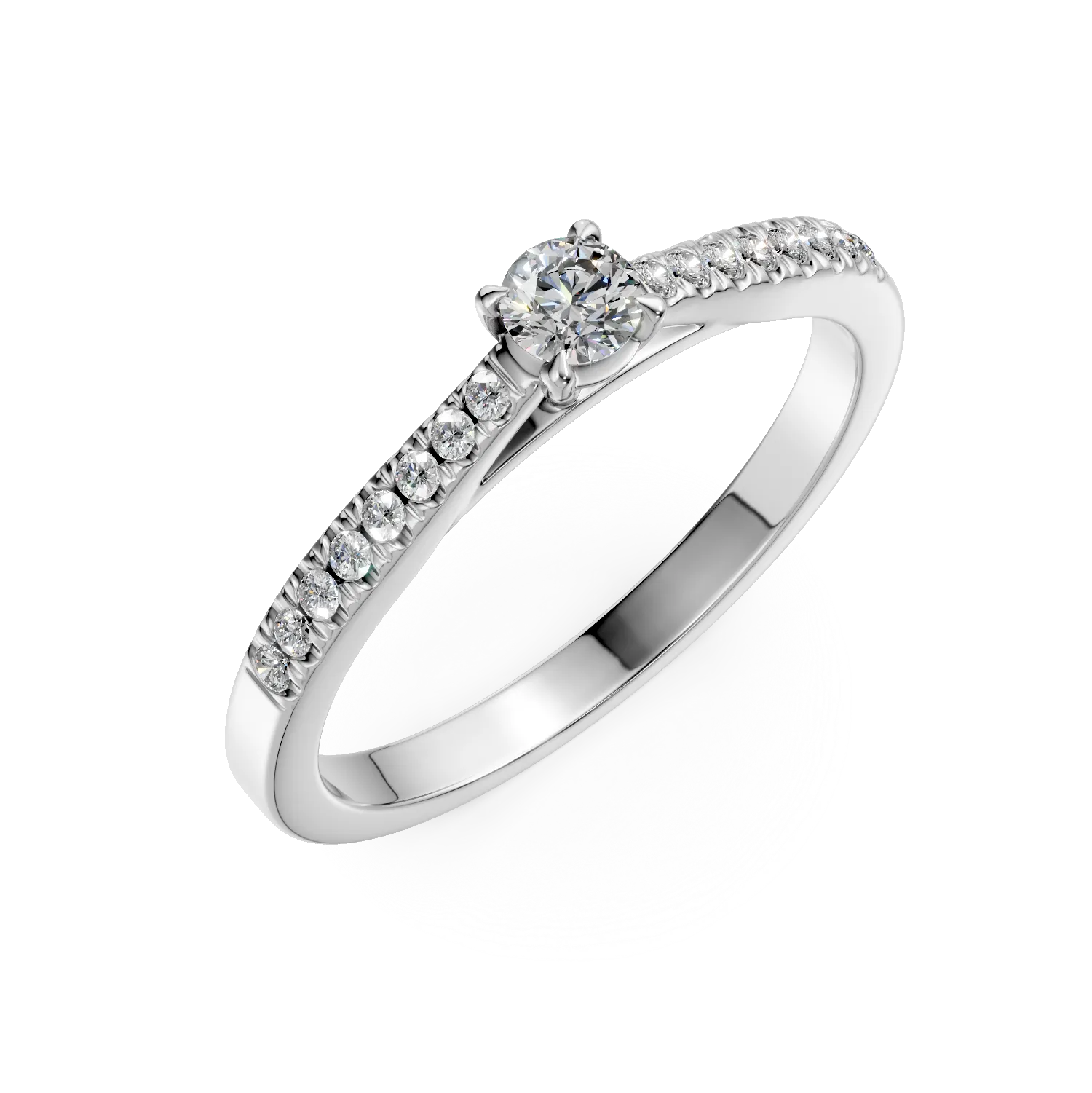 18K white gold engagement ring with 0.2ct diamond and 0.185ct diamonds