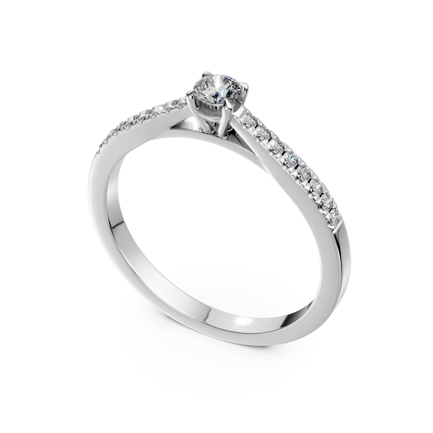 18K white gold engagement ring with 0.2ct diamond and 0.185ct diamonds