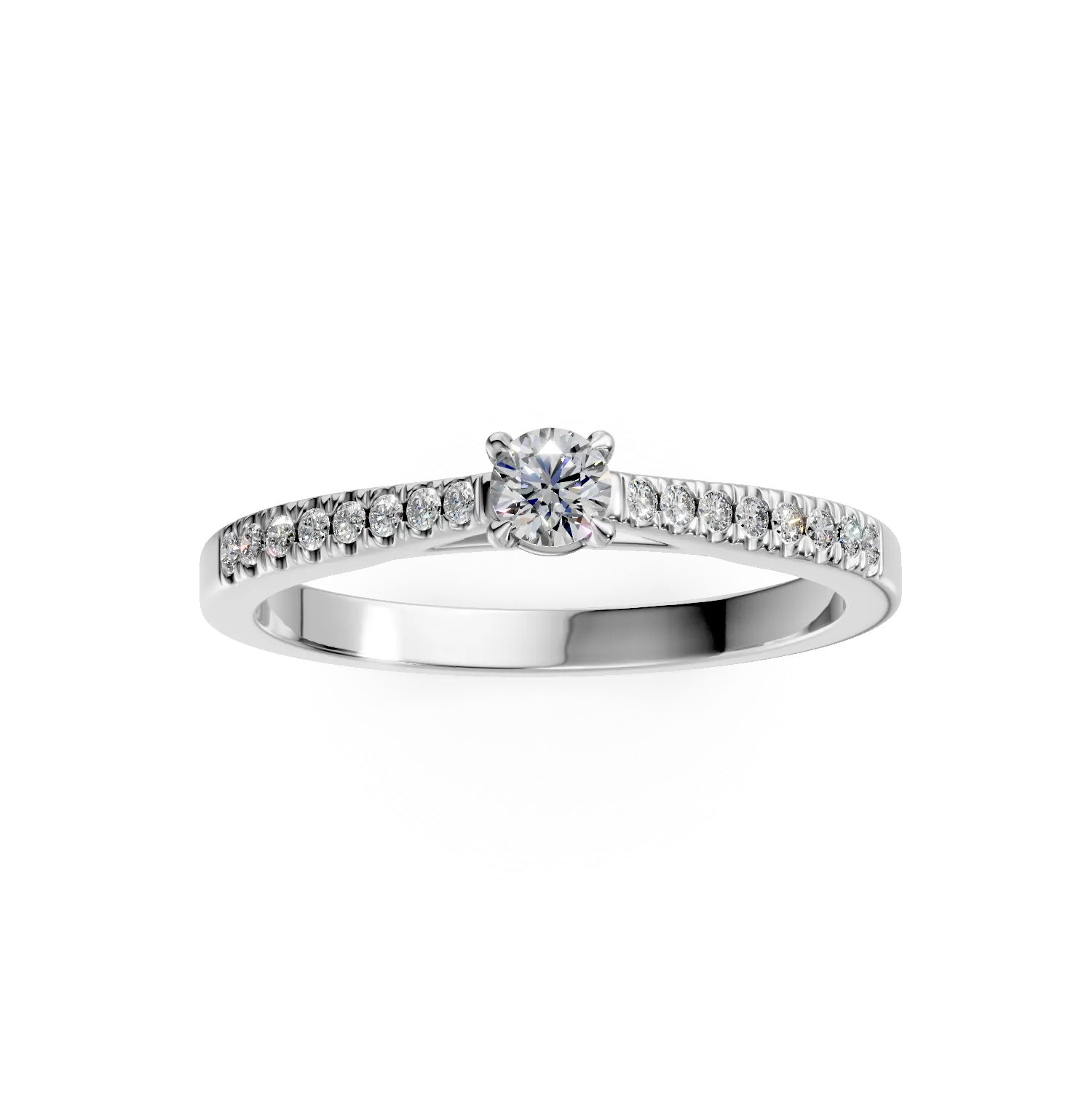 18K white gold engagement ring with 0.2ct diamond and 0.185ct diamonds