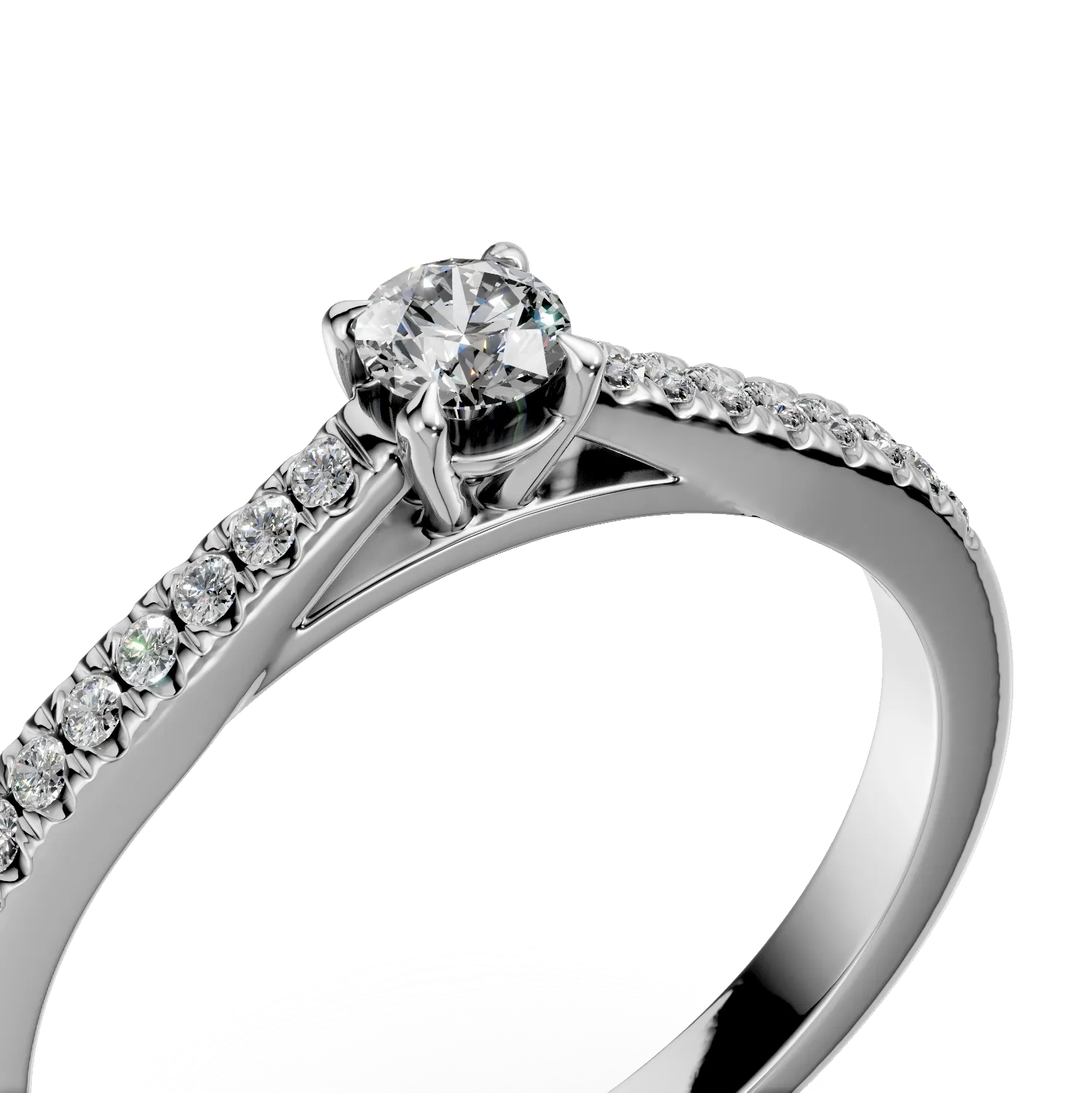 18K white gold engagement ring with 0.2ct diamond and 0.185ct diamonds