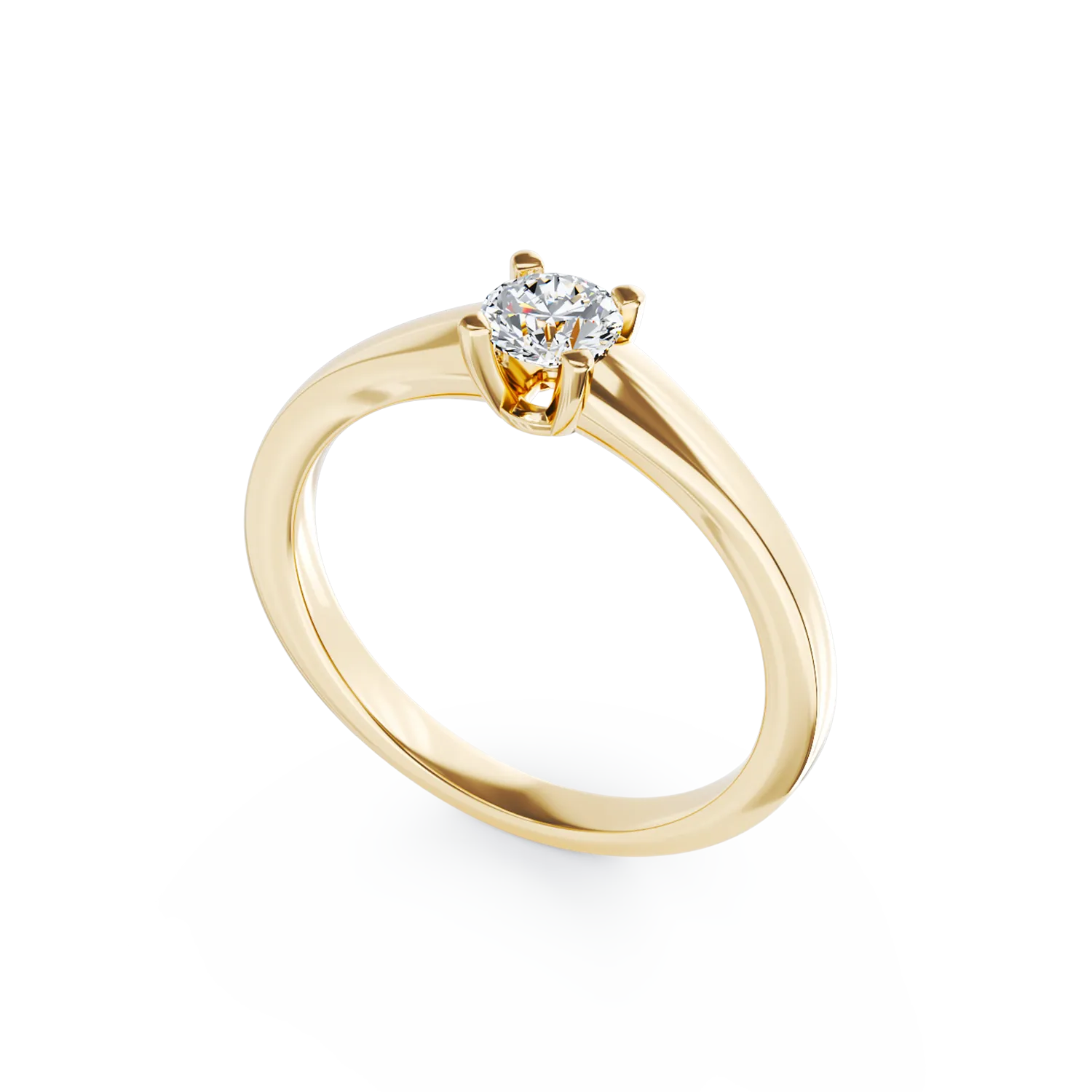 Inel de logodna din aur galben de 18K cu un diamant solitaire de 0.205ct
