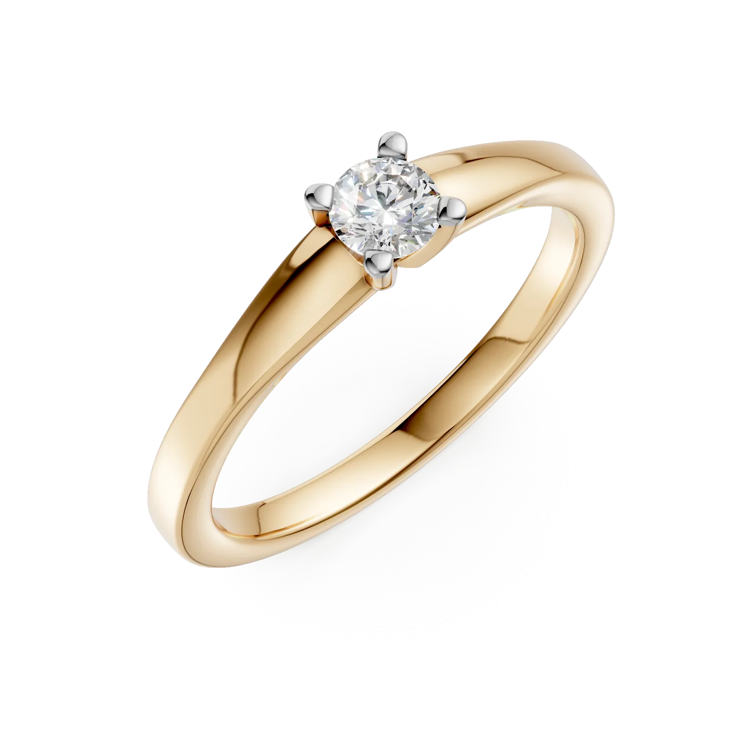 Inel de logodna din aur galben de 18K cu un diamant solitaire de 0.205ct-102238