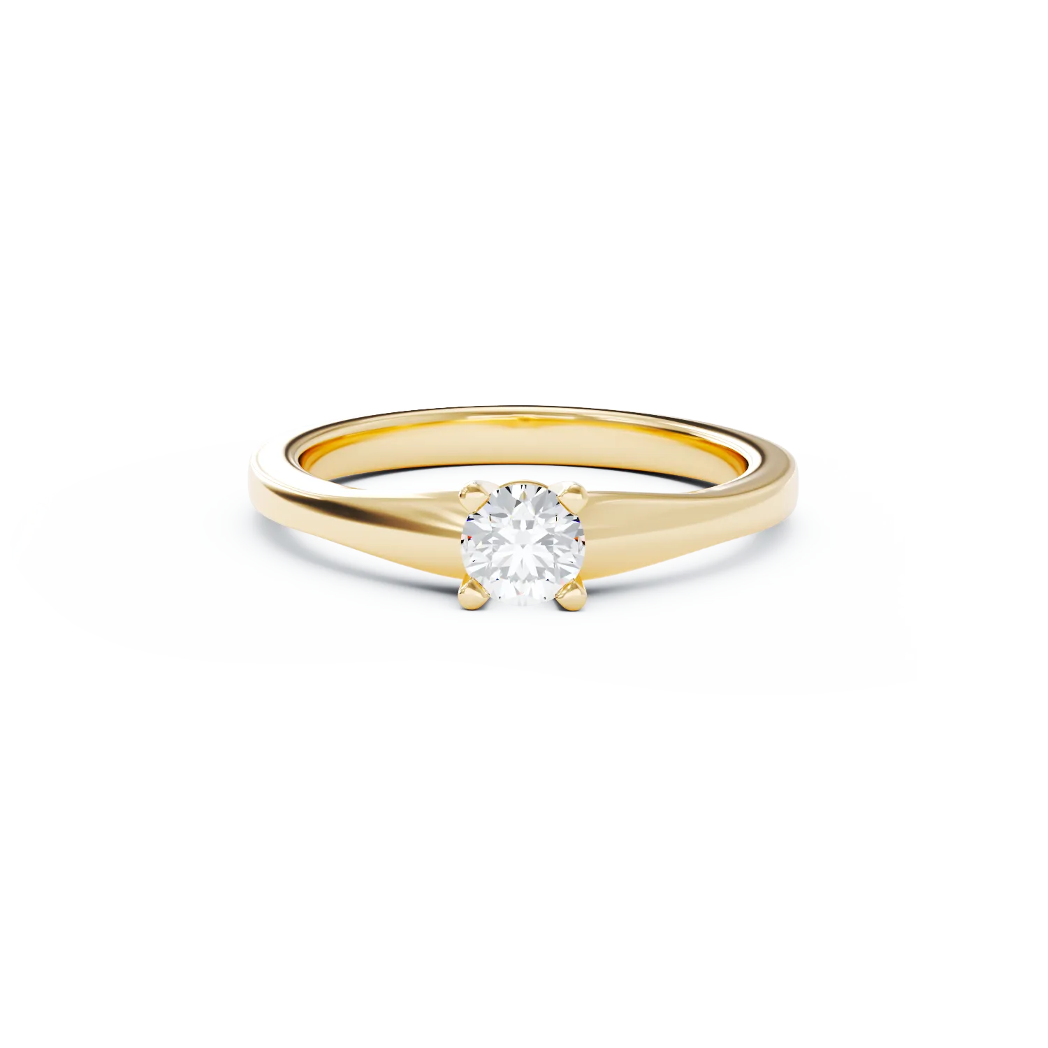 Inel de logodna din aur galben de 18K cu un diamant solitaire de 0.25ct