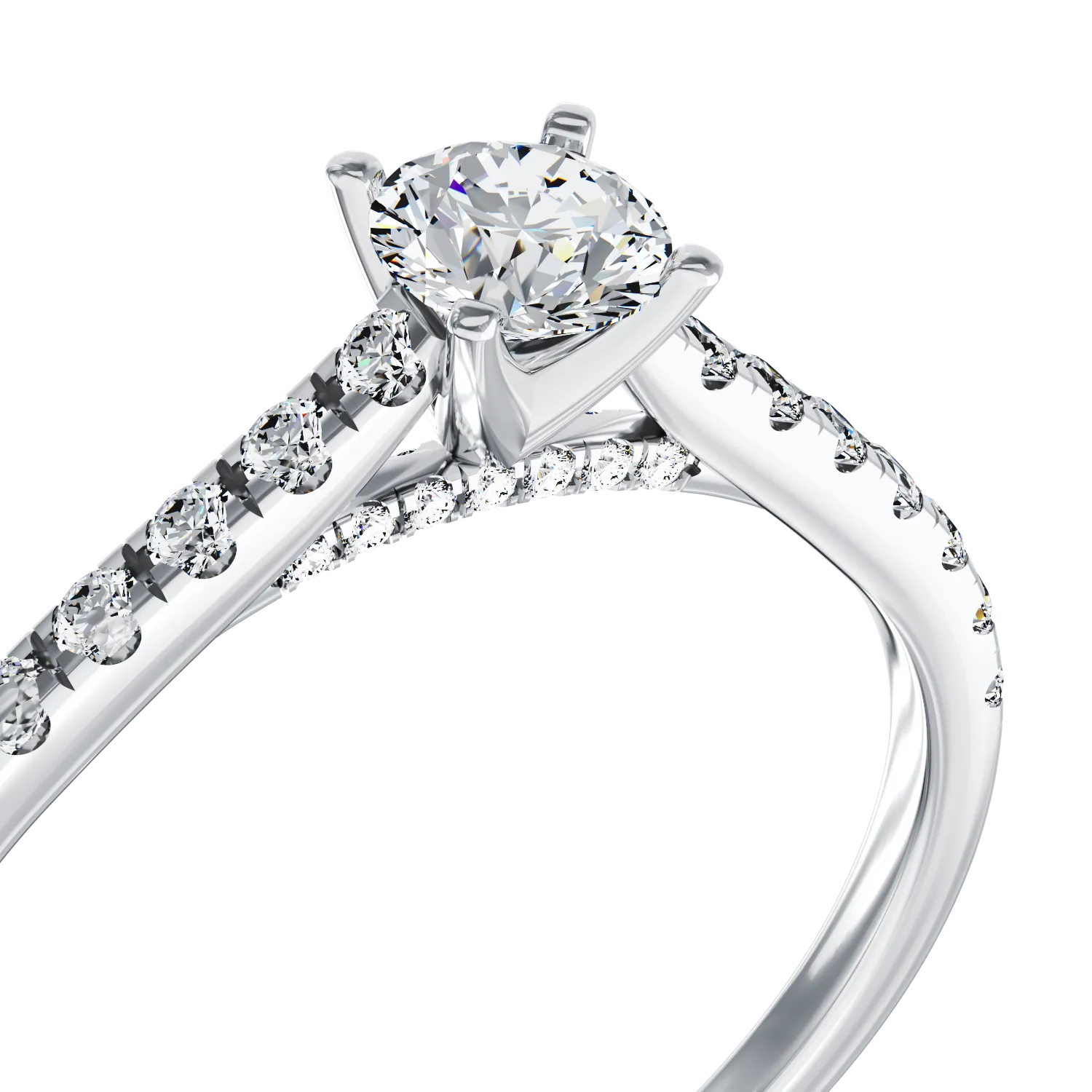 Годежен пръстен от 18K бяло злато с 0.26ct диамант и 0.16ct диаманти