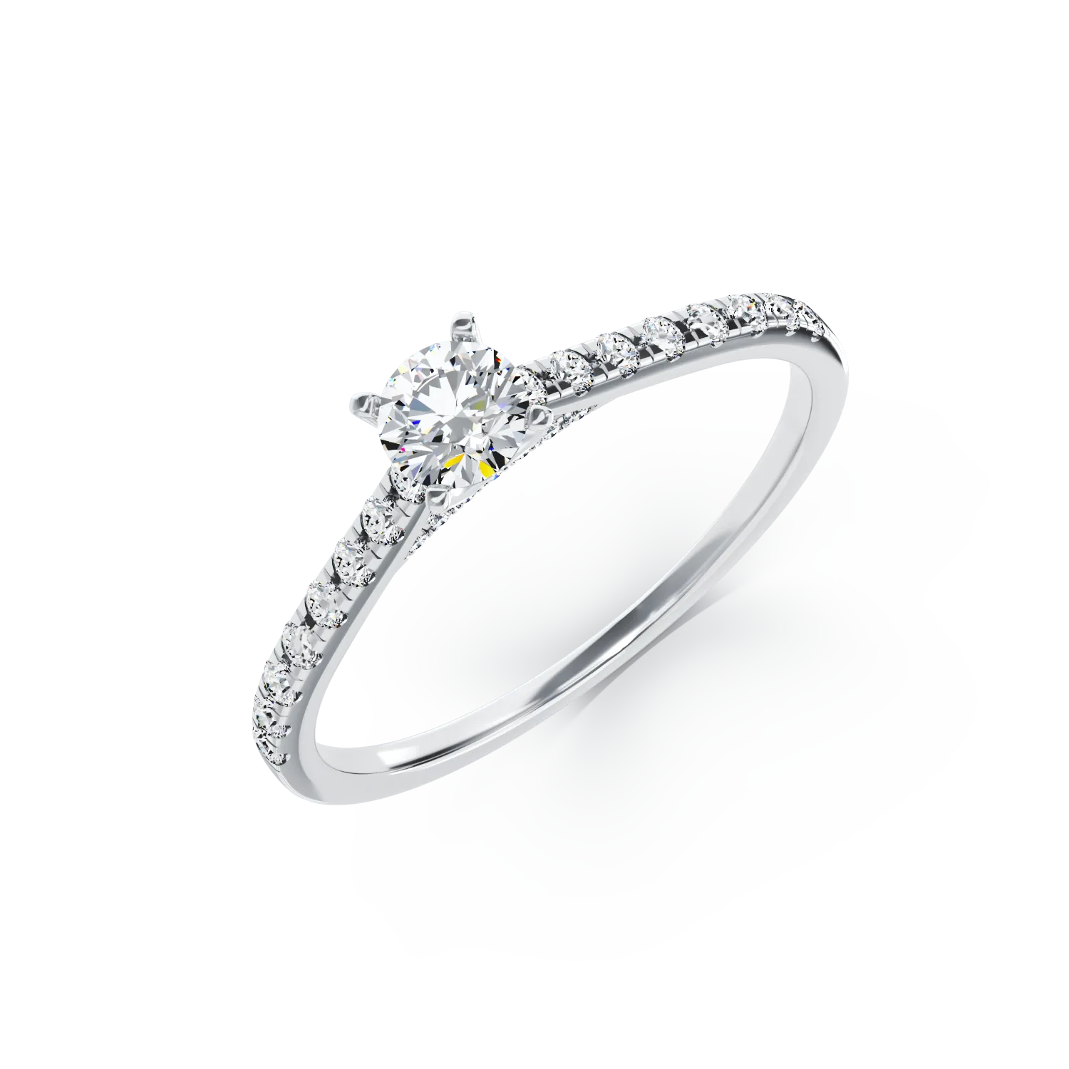 Inel de logodna din aur alb de 18K cu diamant de 0.26ct si diamante de 0.16ct-101541