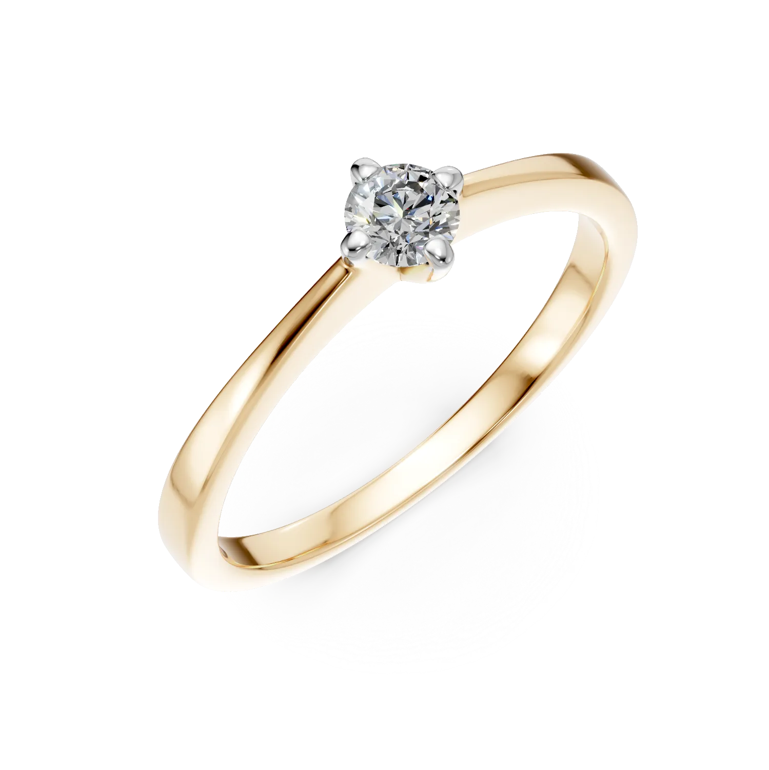 Inel de logodna din aur galben de 18K cu un diamant solitaire de 0.2ct