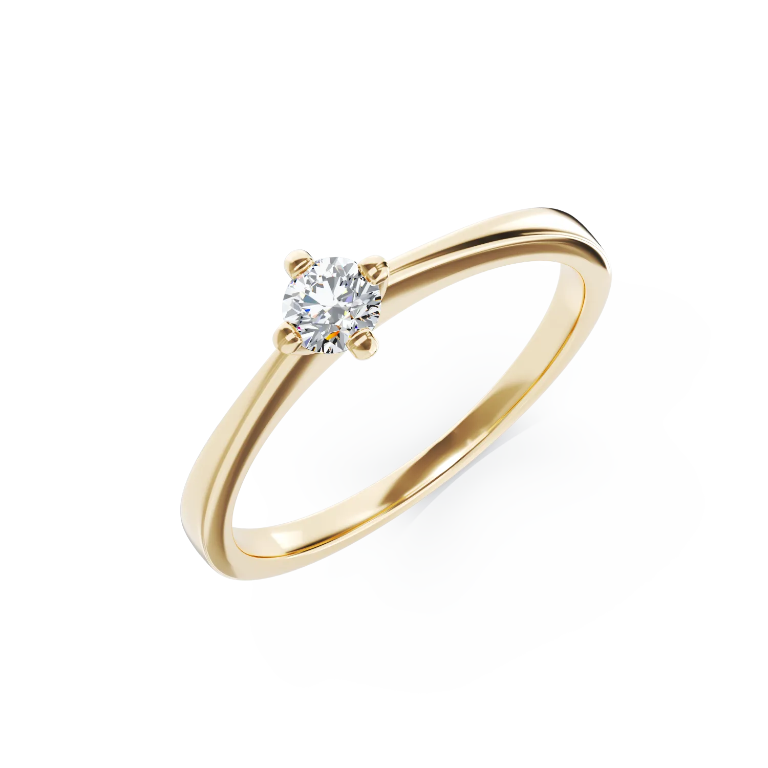 18K yellow gold engagement ring with a 0.2ct solitaire diamond