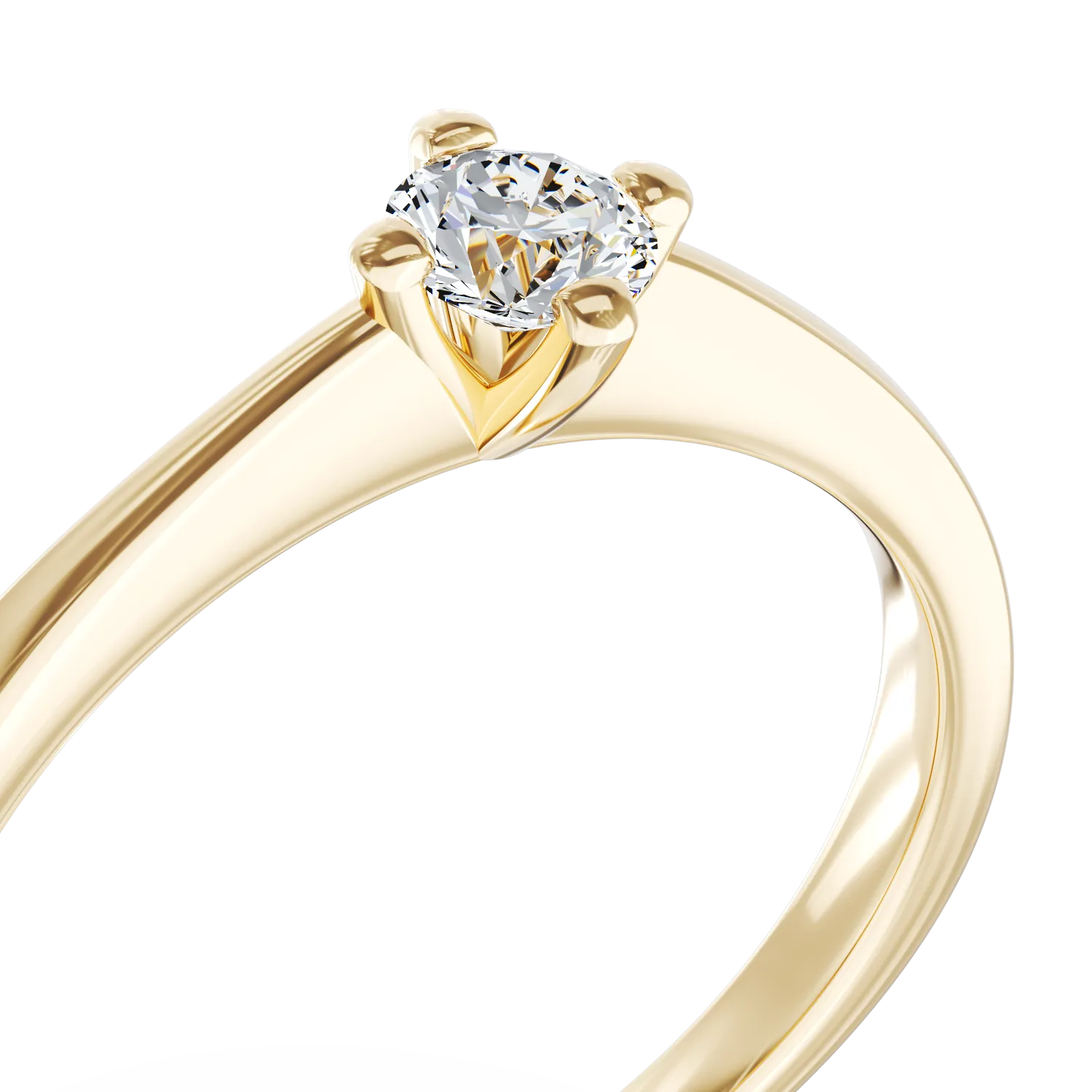 Inel de logodna din aur galben de 18K cu un diamant solitaire de 0.2ct