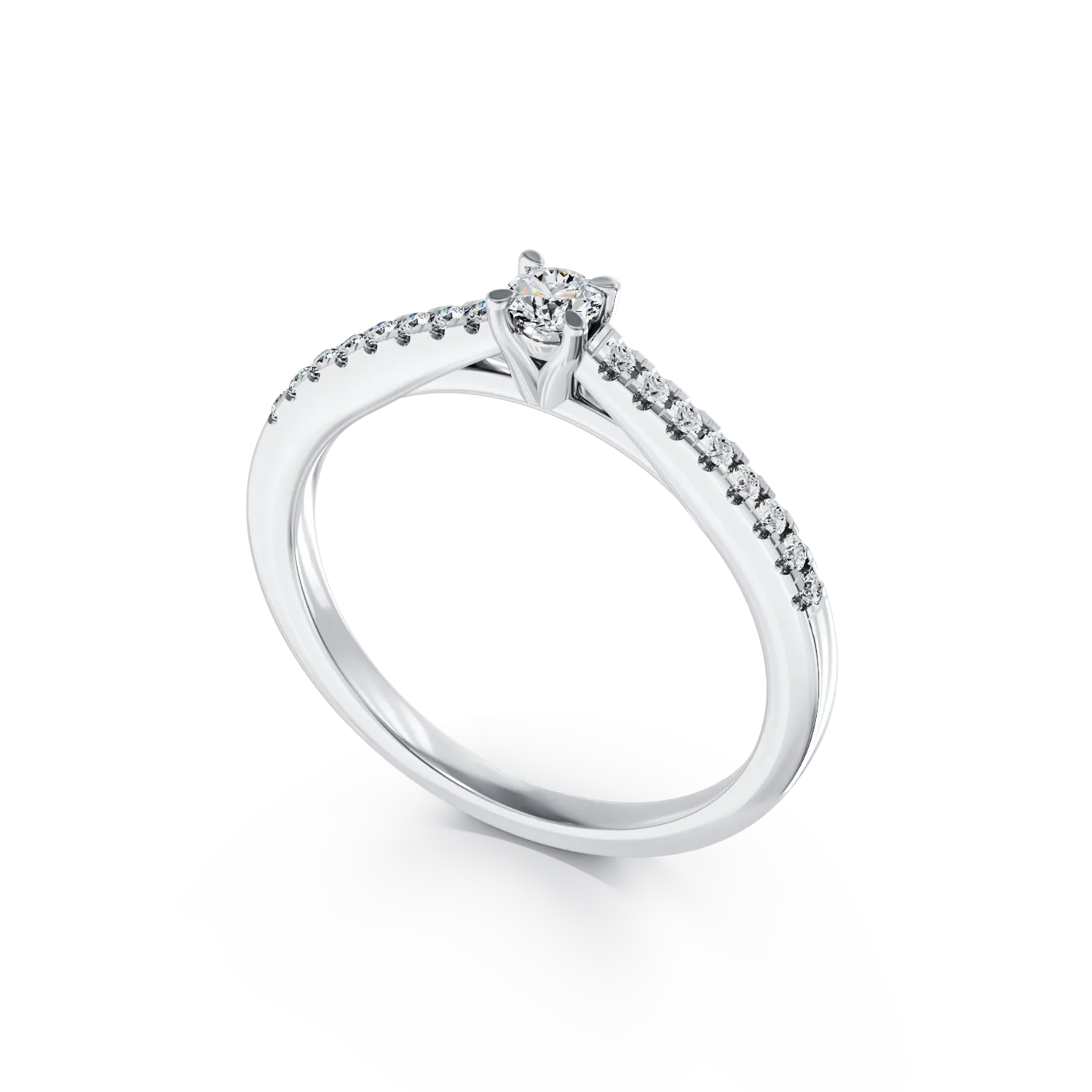 18K white gold engagement ring with 0.14ct diamond and 0.155ct diamond