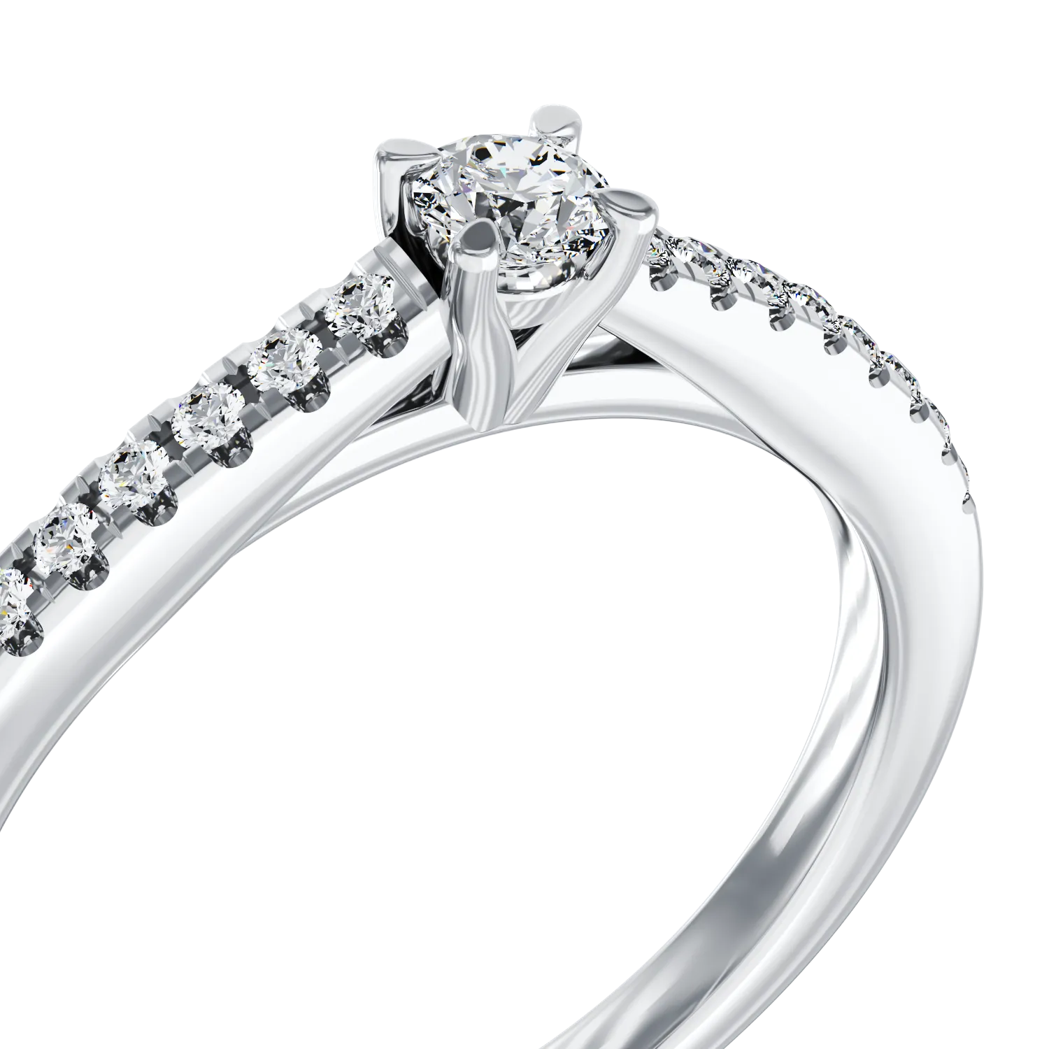 18K white gold engagement ring with 0.14ct diamond and 0.155ct diamond