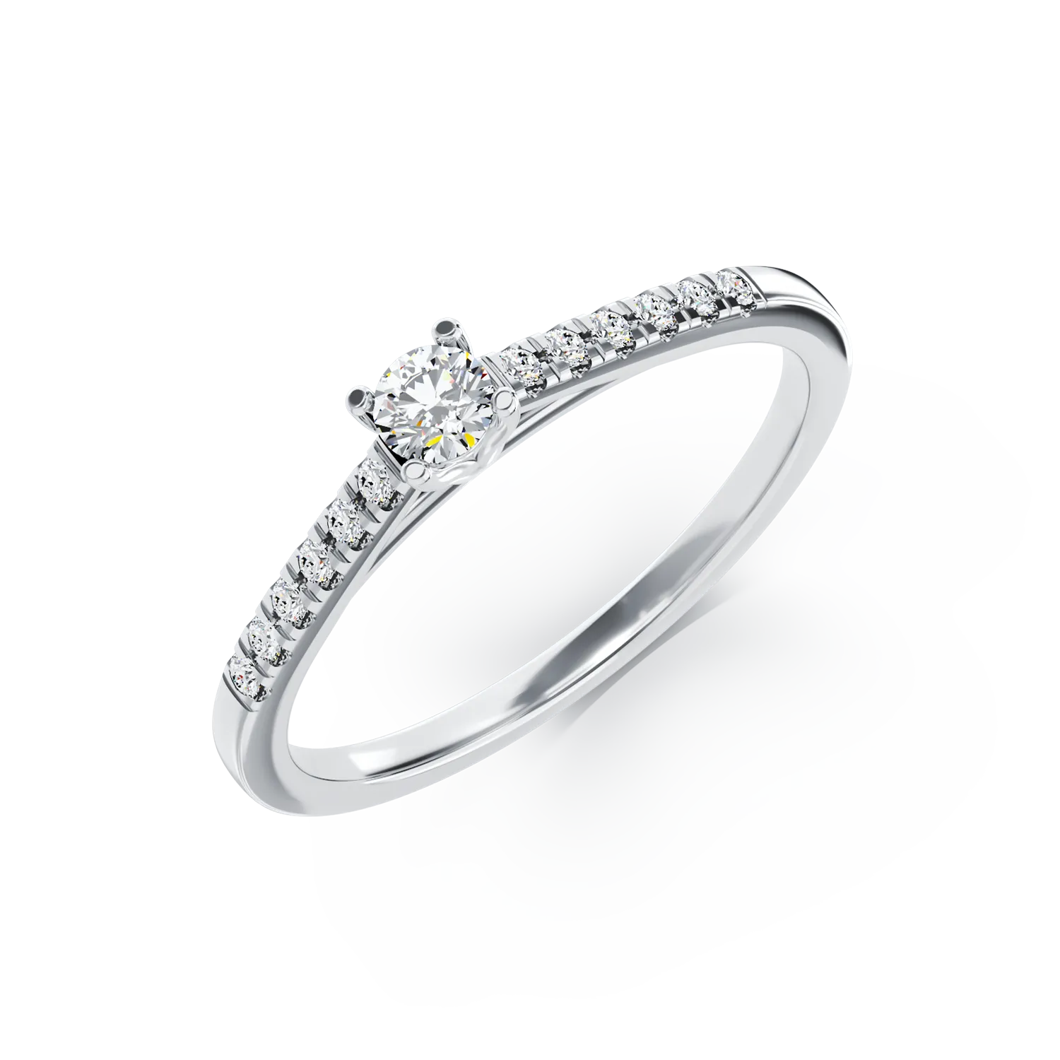 Inel de logodna din aur alb de 18K cu diamant de 0.265ct si diamante de 0.125ct