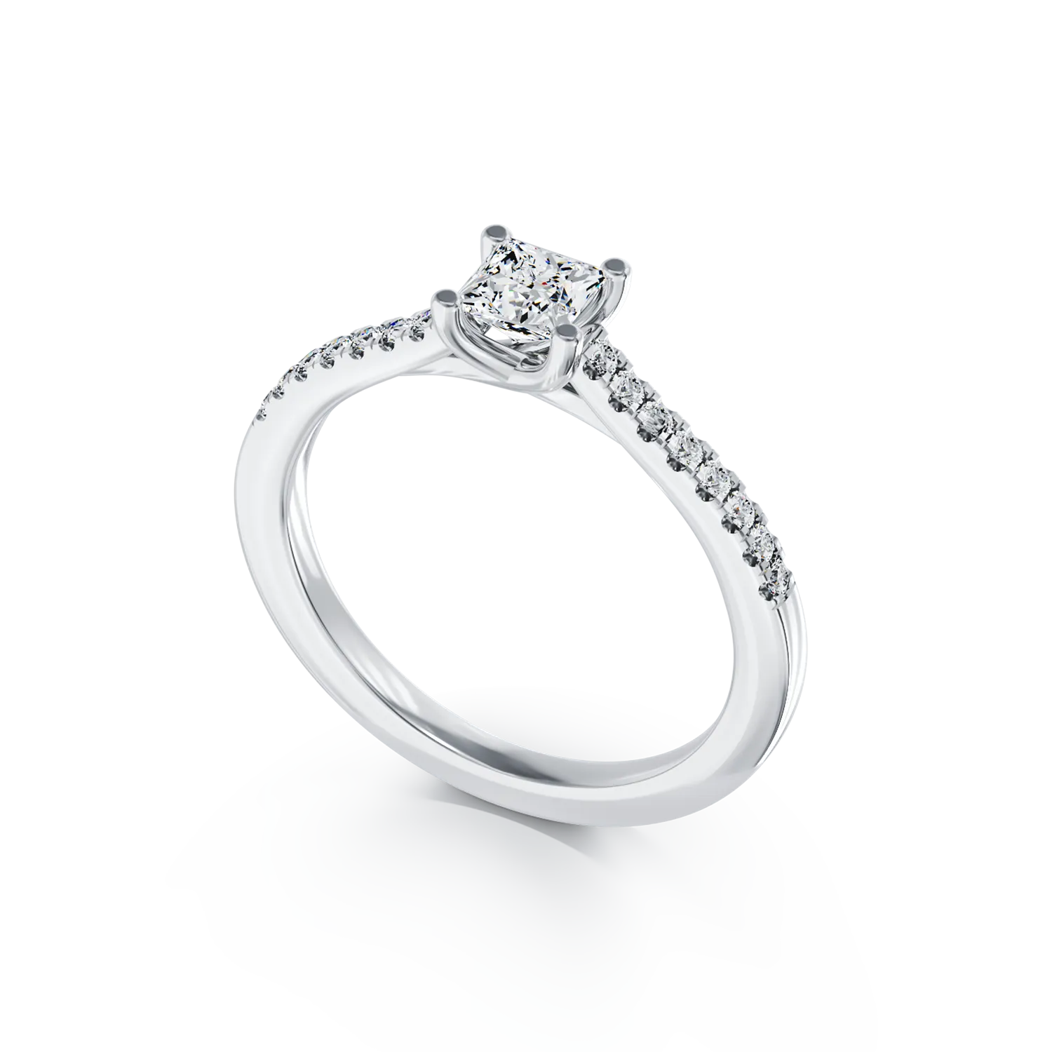 18K white gold engagement ring with 0.31ct diamond and 0.15ct diamonds