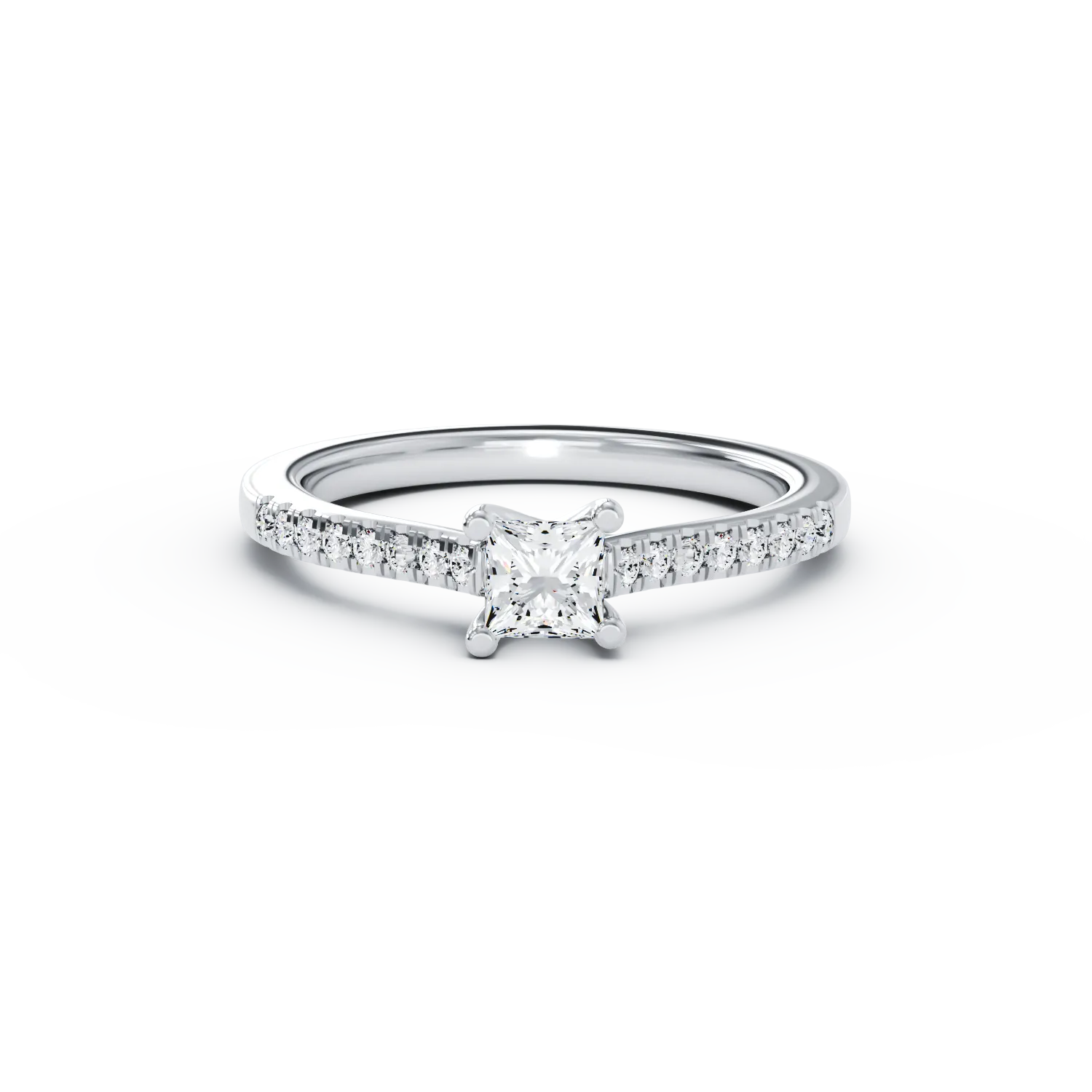 Годежен пръстен от 18K бяло злато с 0.31ct диамант и 0.15ct диаманти