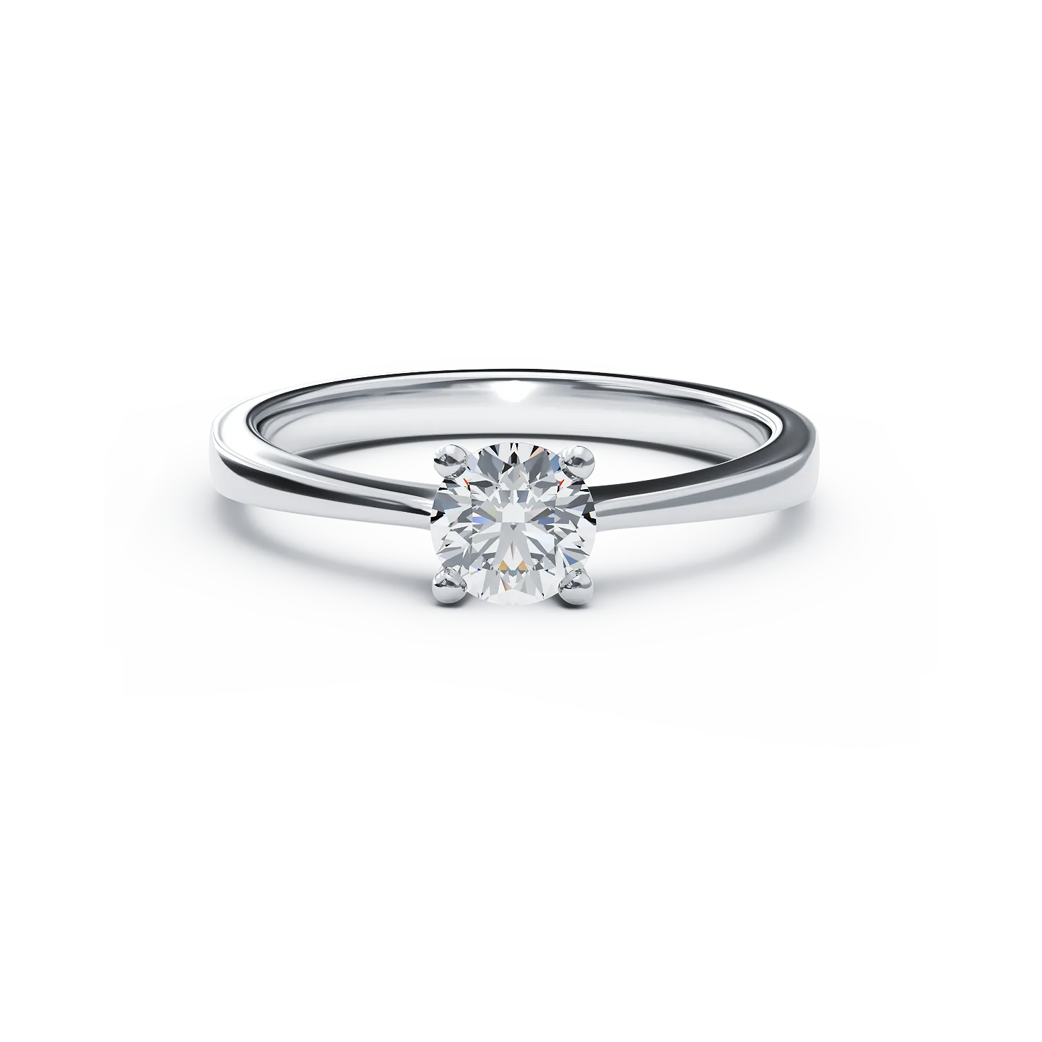 18K бял златен годежен пръстен с диамант пасианс от 0.4ct