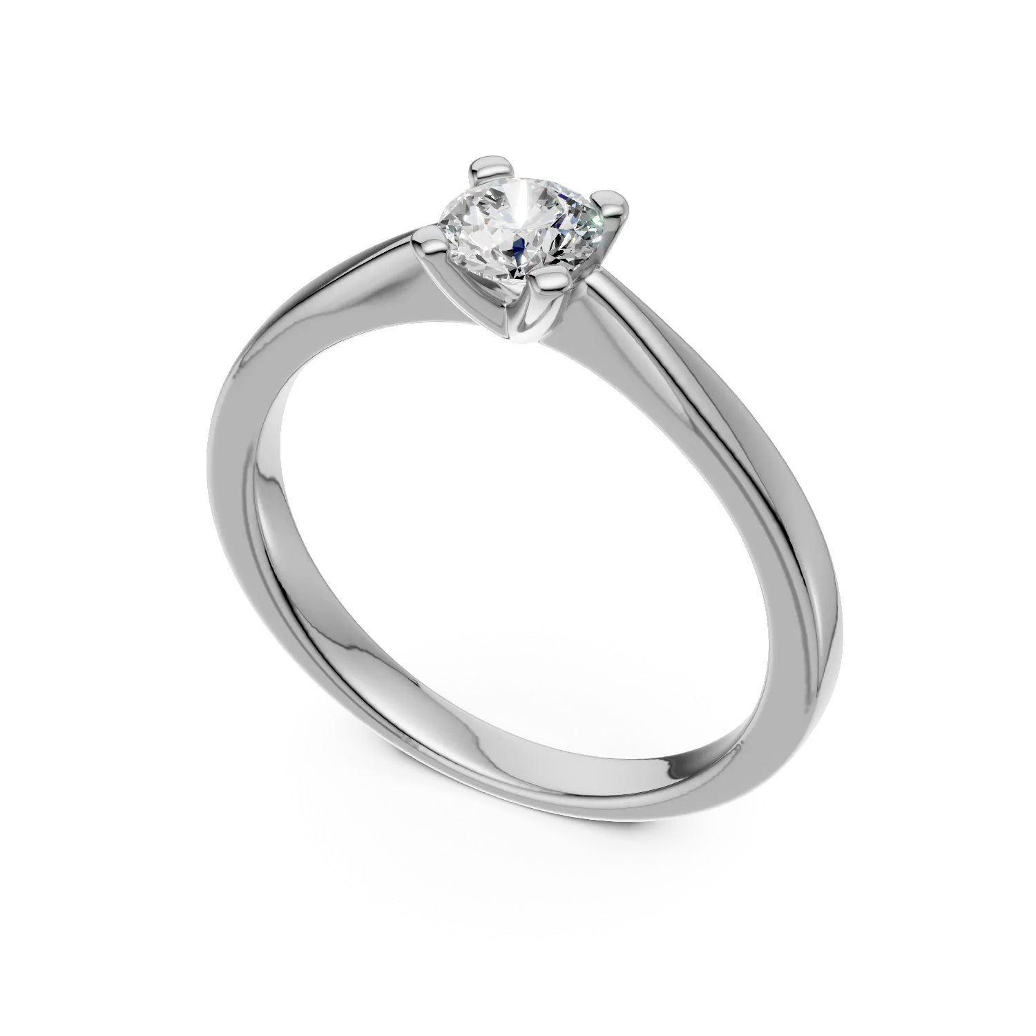 Inel de logodna din aur alb de 18K cu un diamant solitaire de 0.4ct