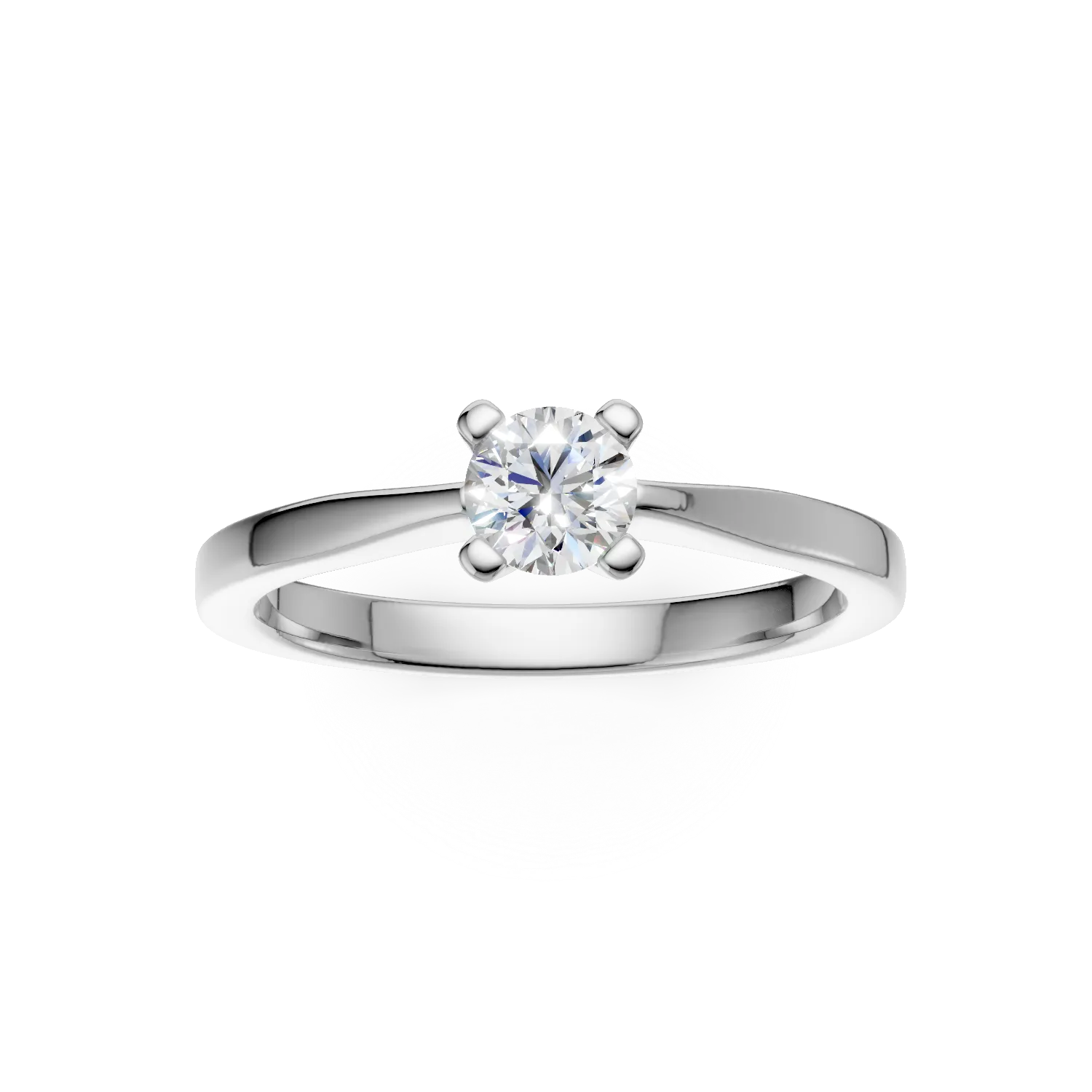 Inel de logodna din aur alb de 18K cu un diamant solitaire de 0.4ct