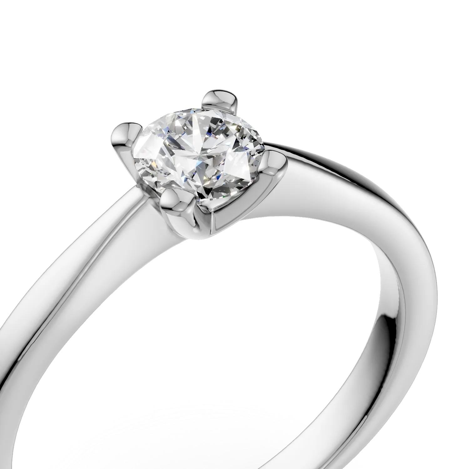 Inel de logodna din aur alb de 18K cu un diamant solitaire de 0.4ct
