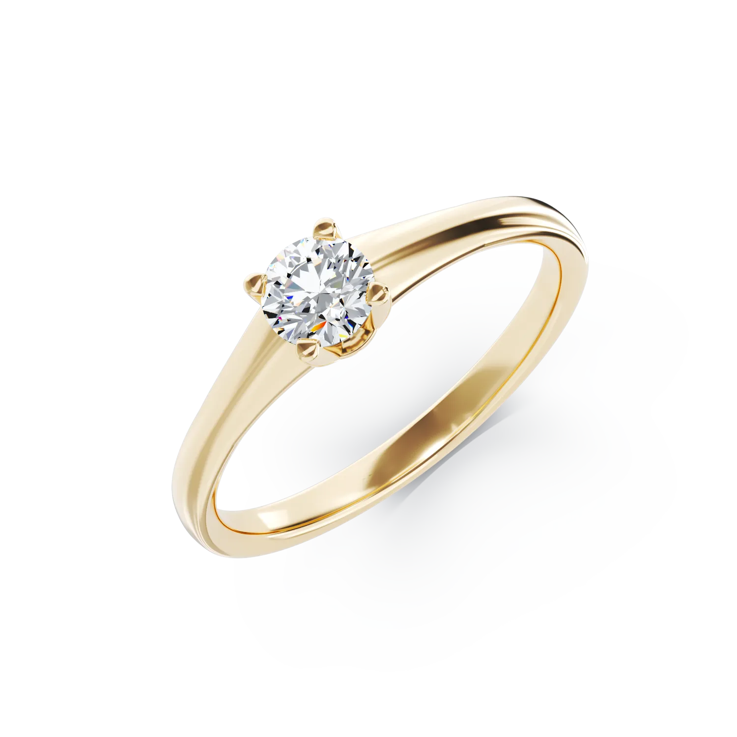 Годежен пръстен от жълто злато 18K с диамант 0.25ct