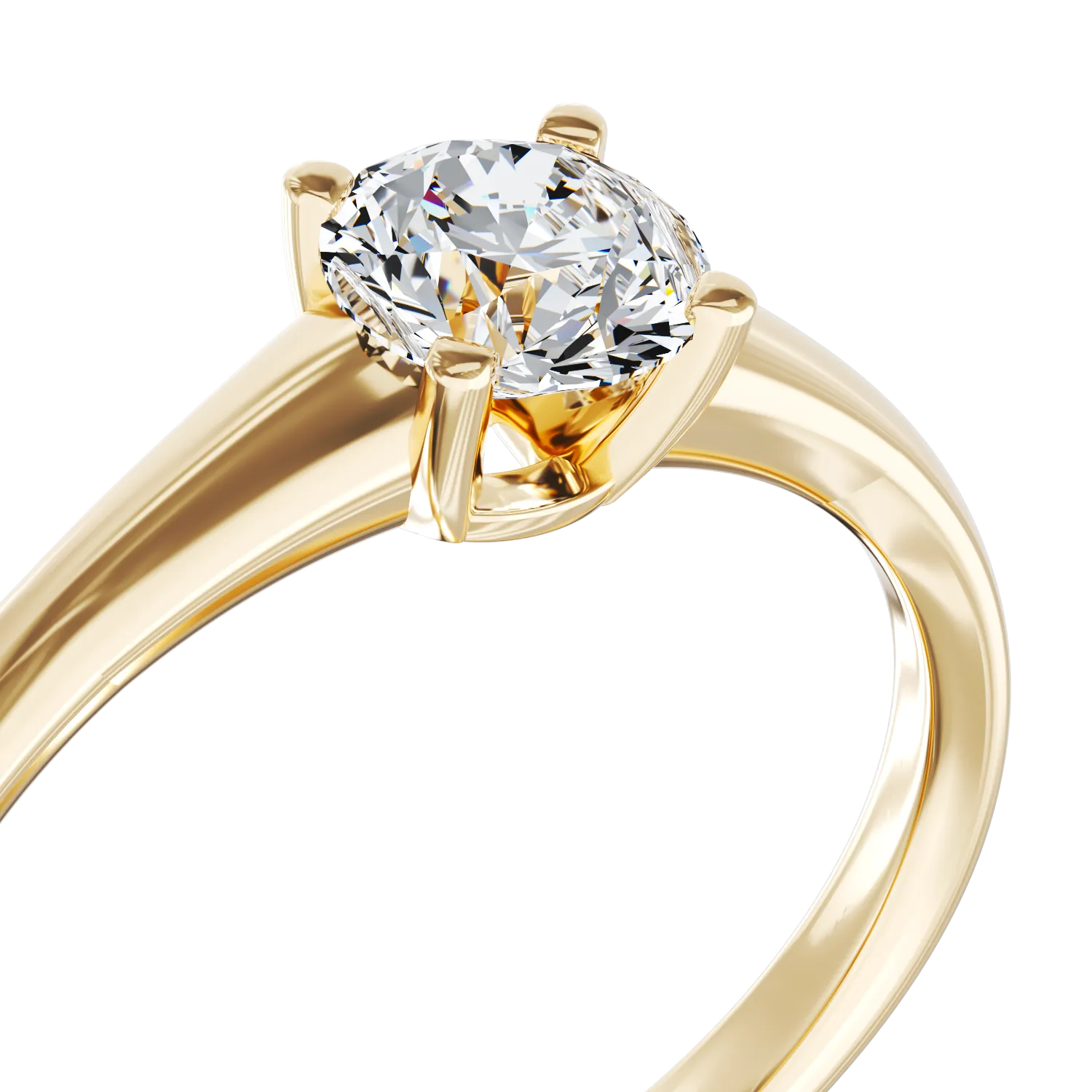 Inel de logodna din aur galben de 18K cu un diamant solitaire de 0.5ct